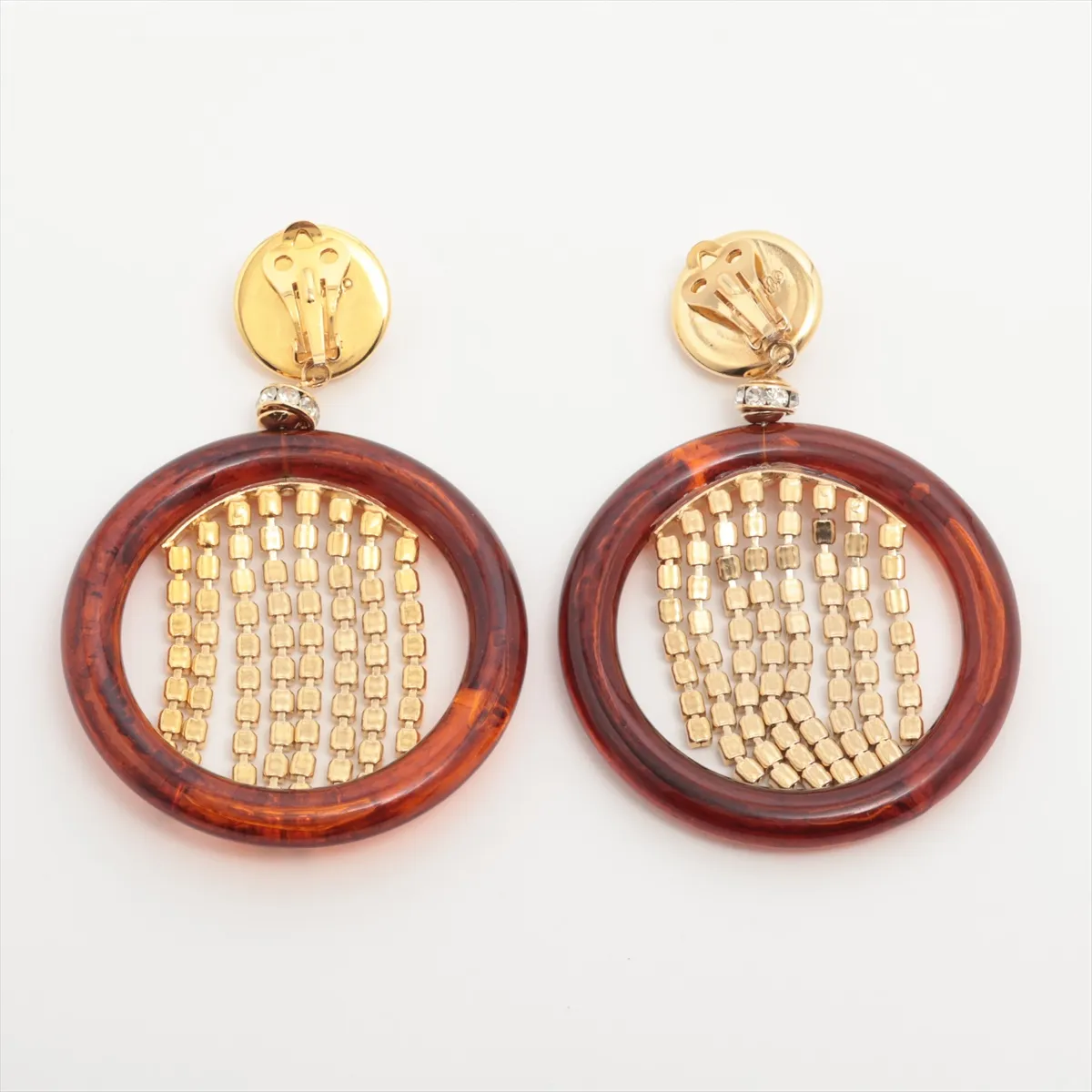 earrings (for both ears), resin x GP x rhinestones, brown, — view 2