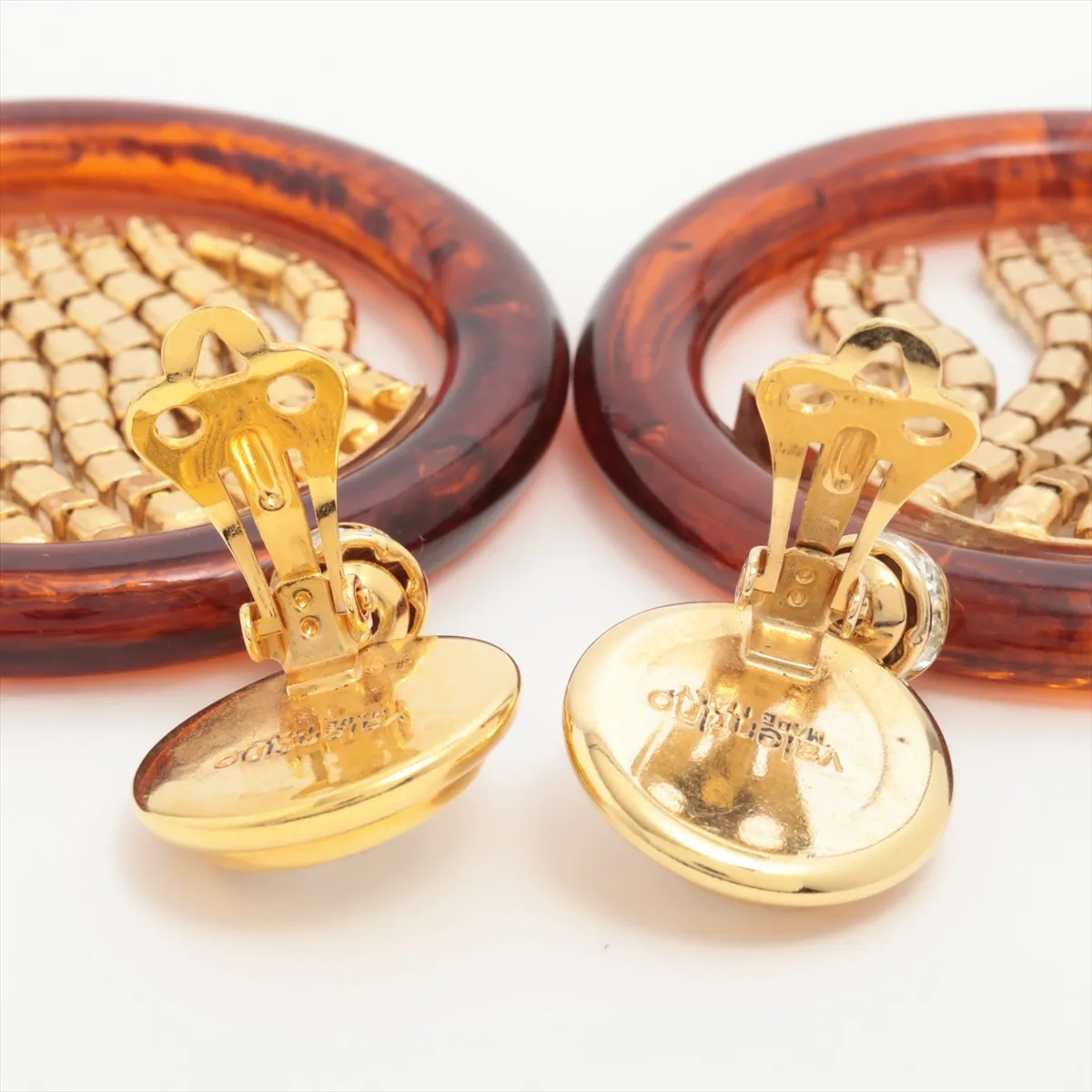 earrings (for both ears), resin x GP x rhinestones, brown, — view 4