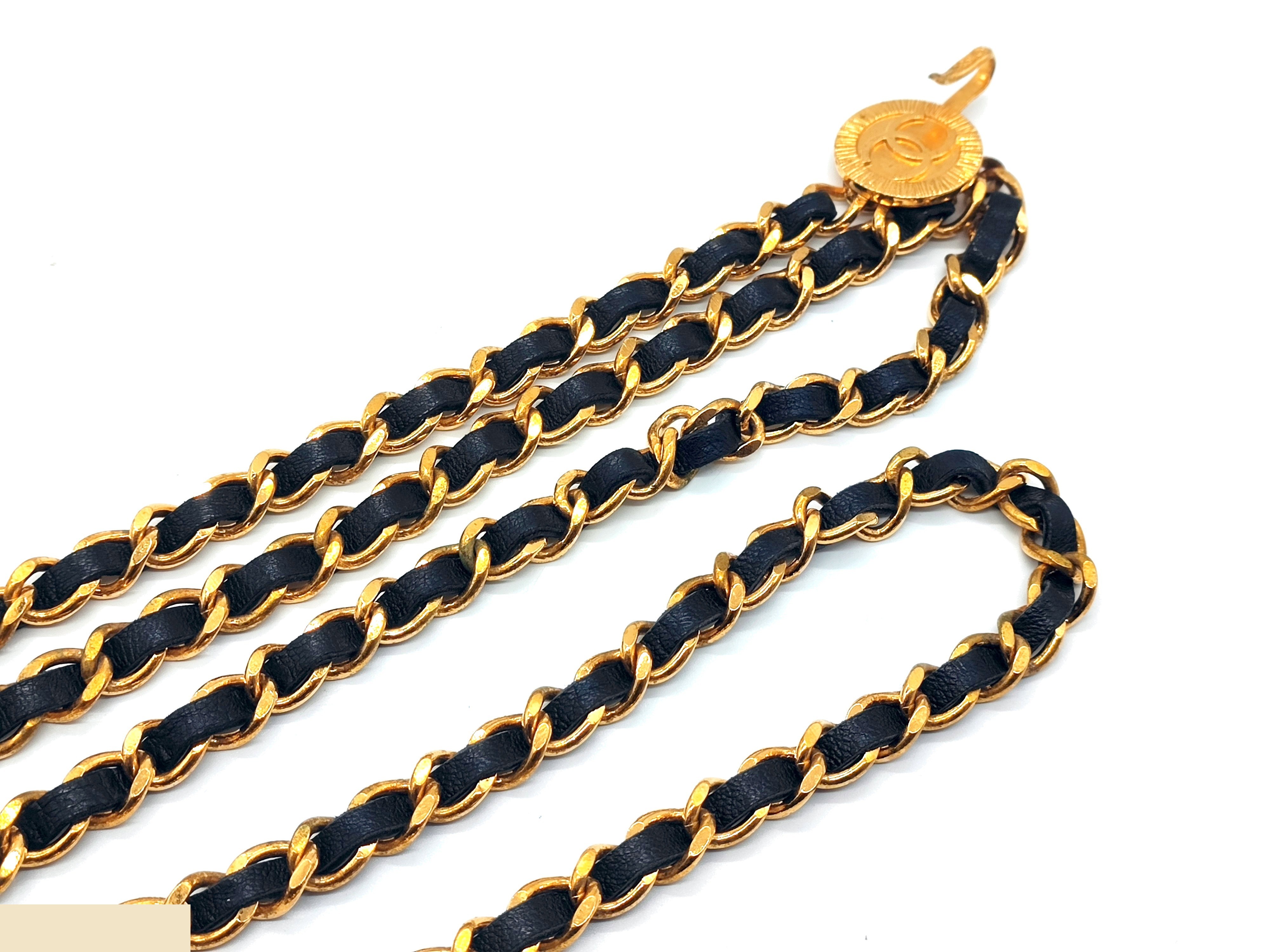 Coco Mark Triple Leather Chain Belt (Chain approx. 80cm) — view 6