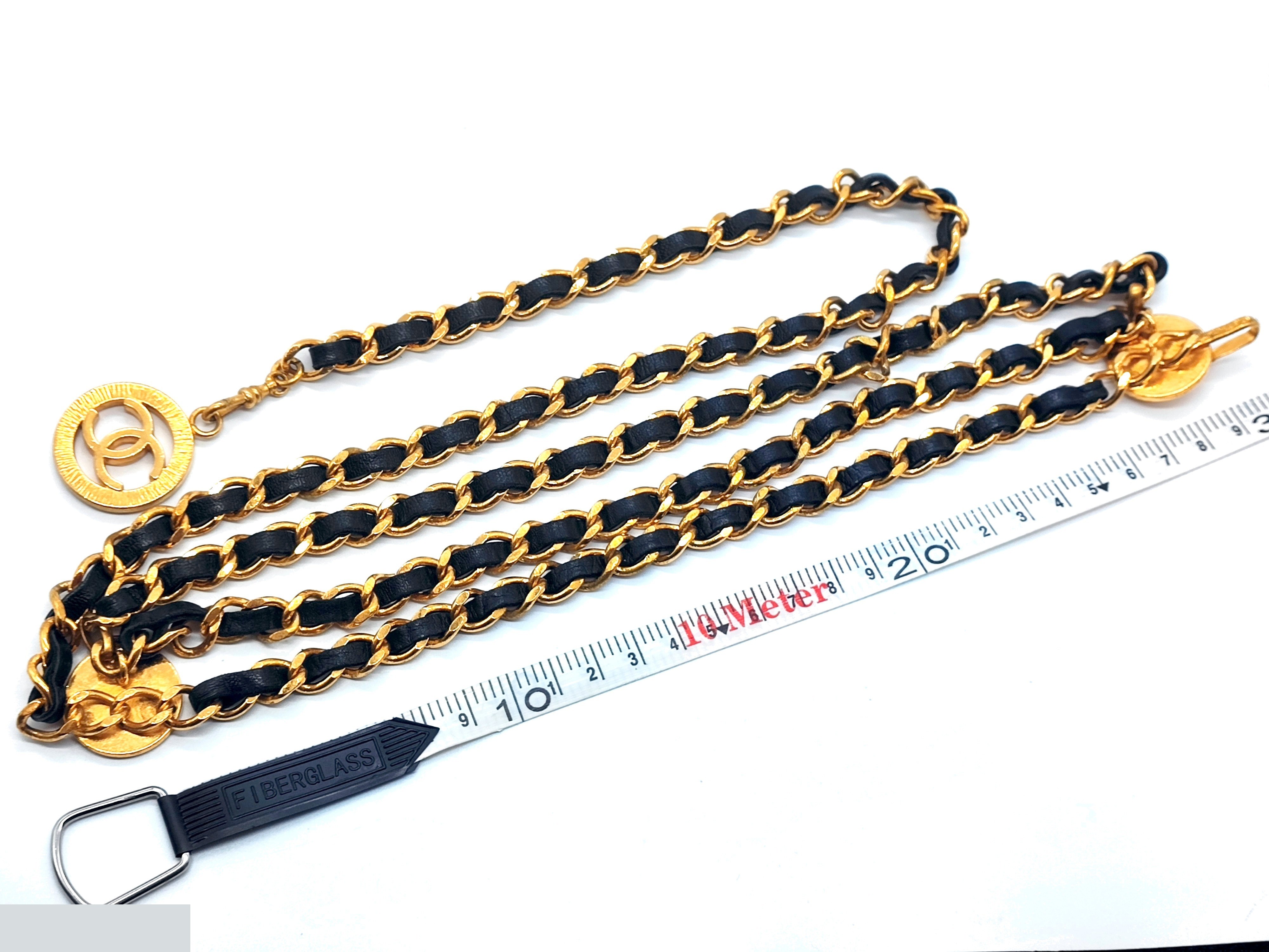 Coco Mark Triple Leather Chain Belt (Chain approx. 80cm) — view 7