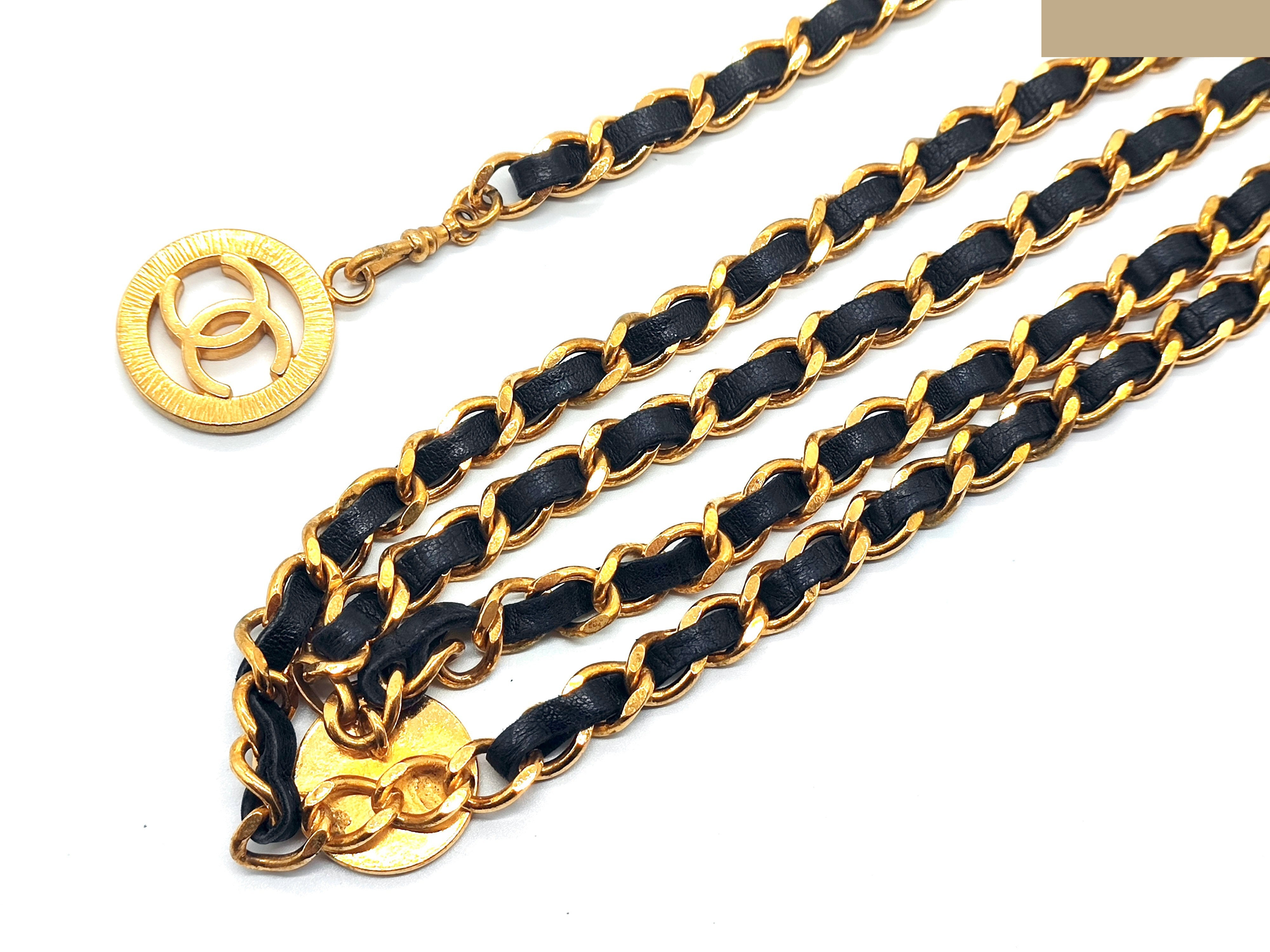 Coco Mark Triple Leather Chain Belt (Chain approx. 80cm) — view 8