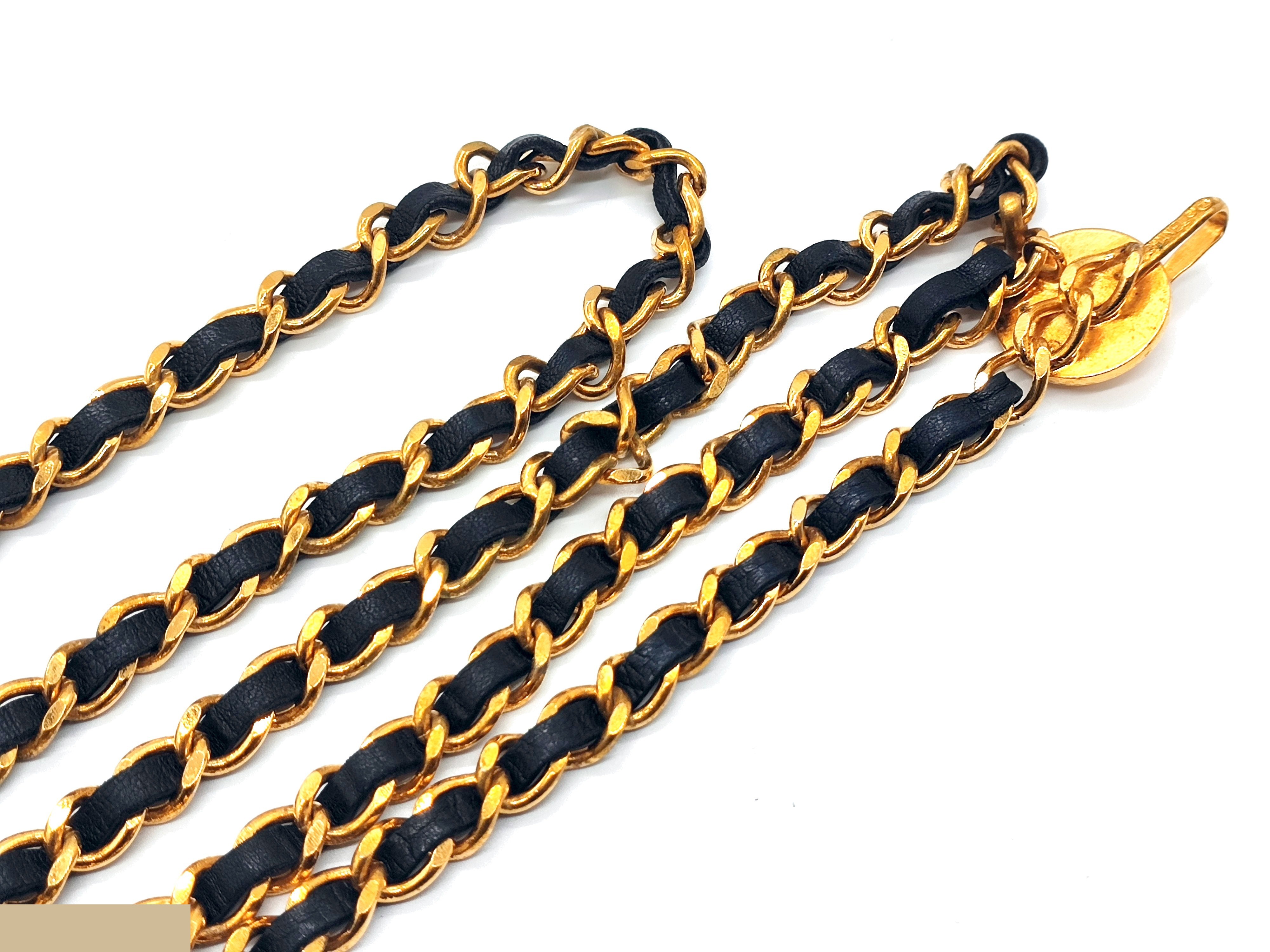 Coco Mark Triple Leather Chain Belt (Chain approx. 80cm) — view 9