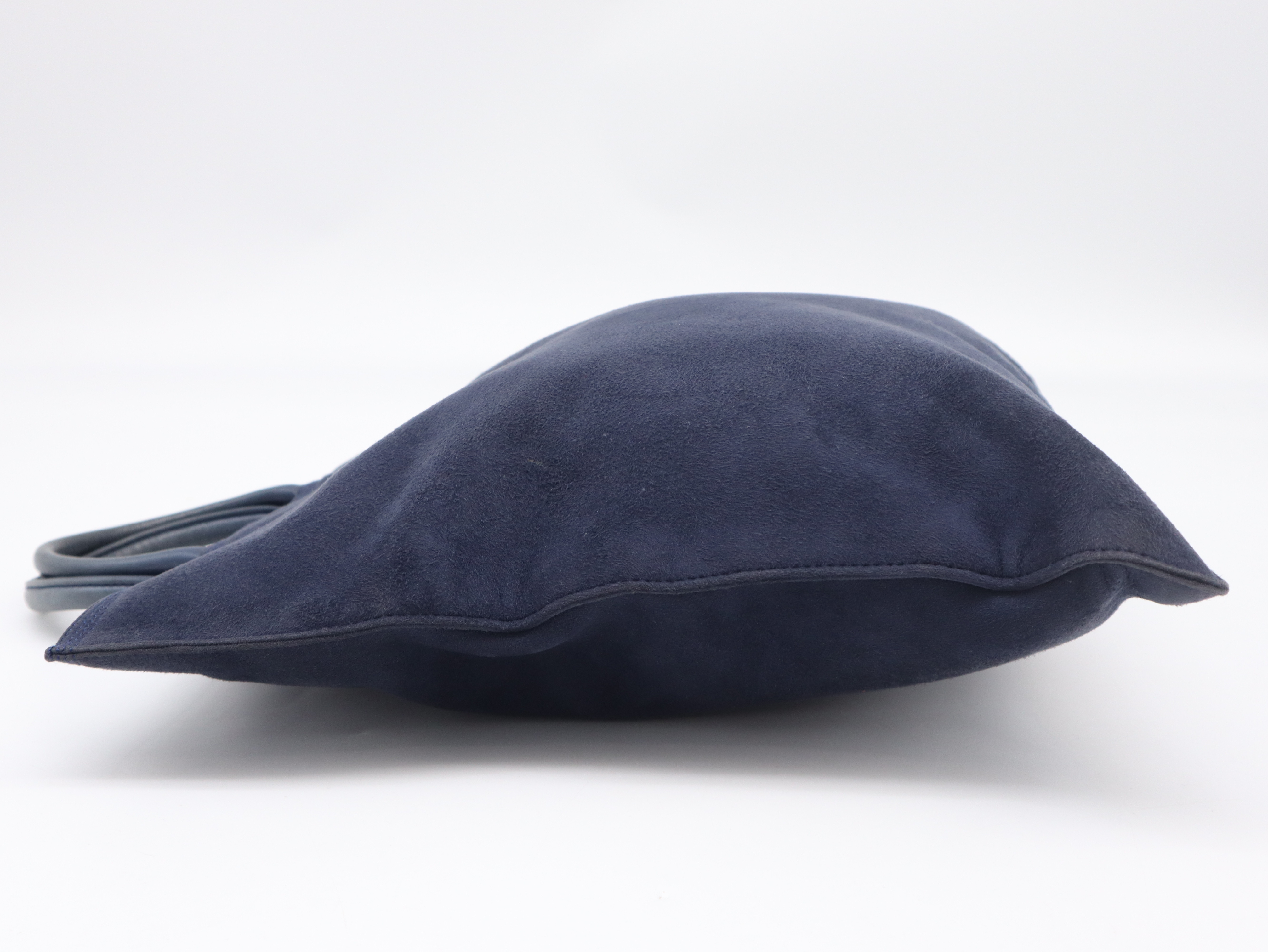 Suede Handbag, Navy, with Dust Bag — view 3
