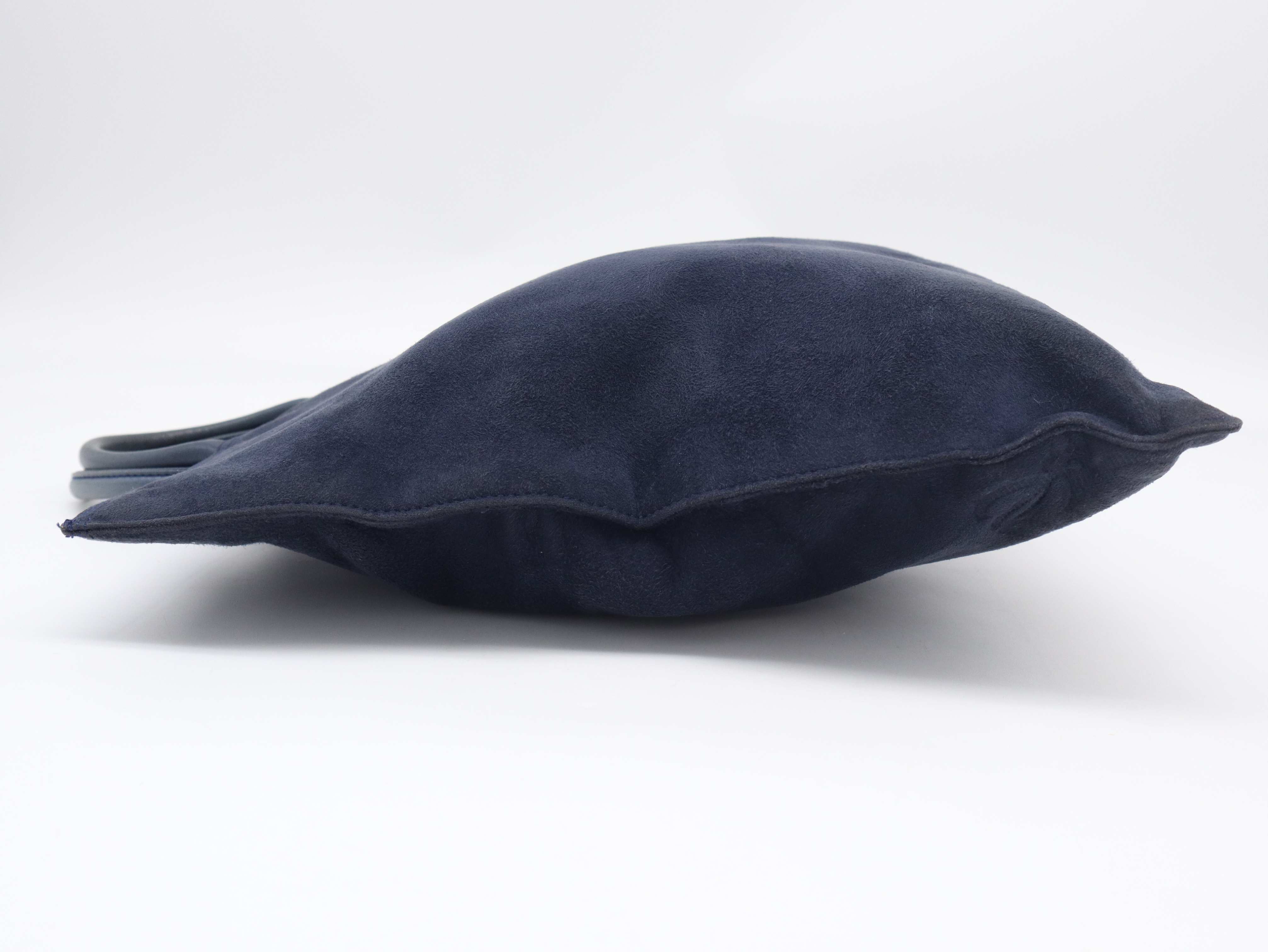 Suede Handbag, Navy, with Dust Bag — view 4