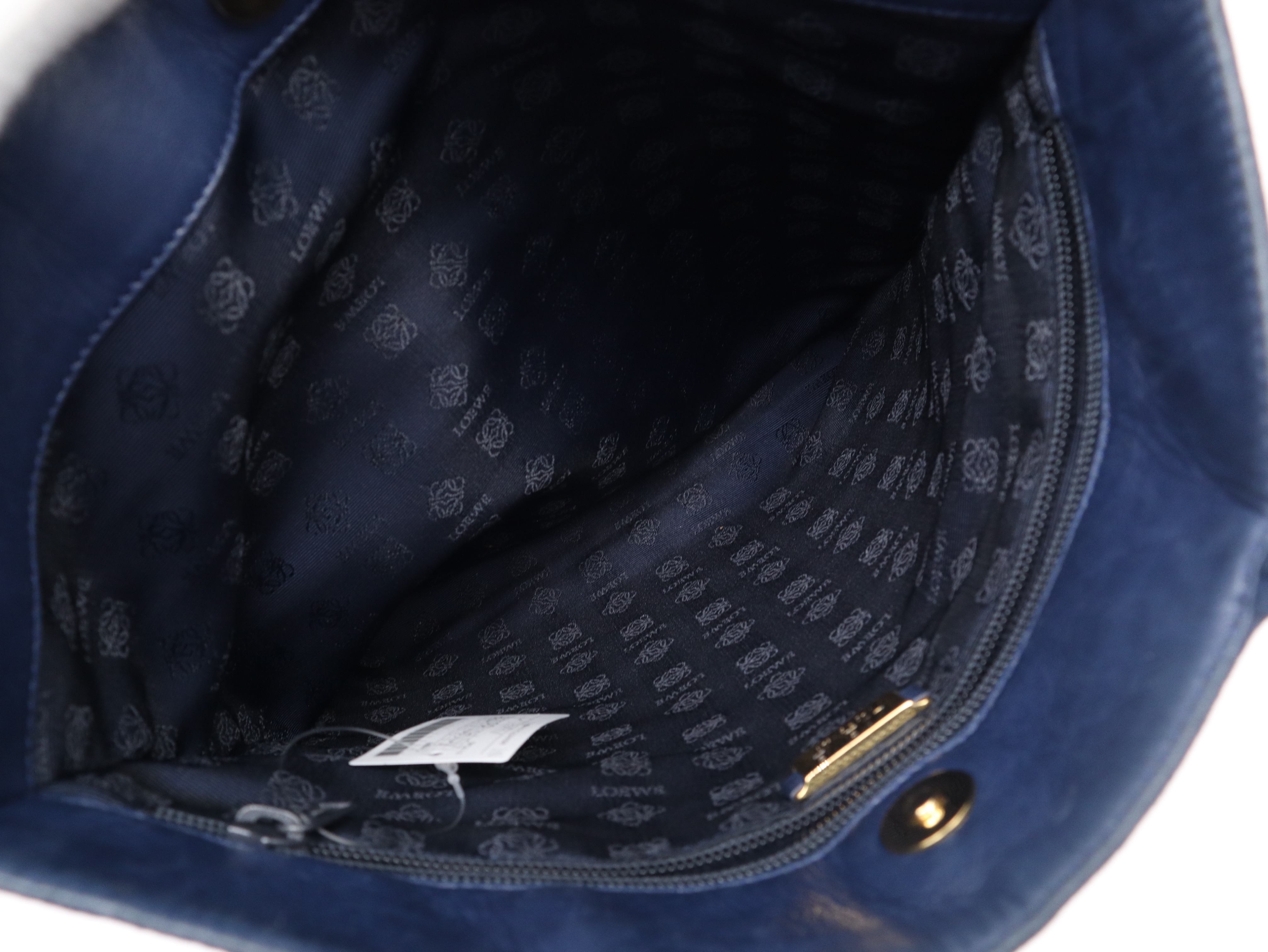 Suede Handbag, Navy, with Dust Bag — view 8