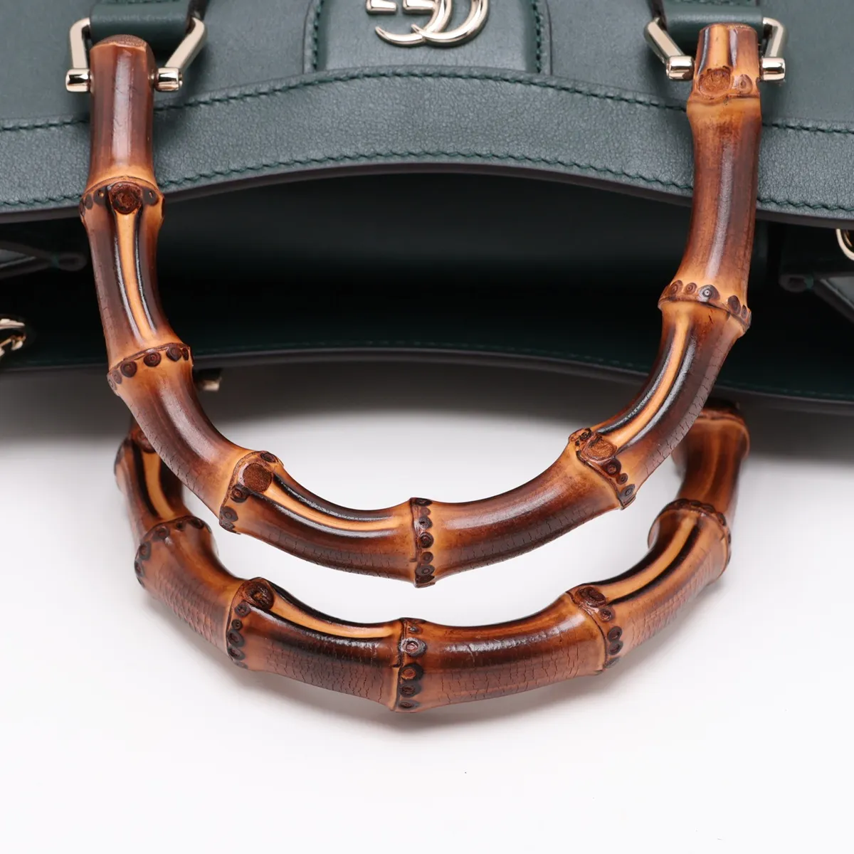 Bamboo Diana Leather 2-Way Handbag, Green, 853226 — view 5