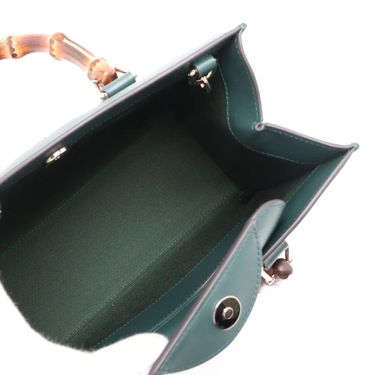 Bamboo Diana Leather 2-Way Handbag, Green, 853226 — view 8