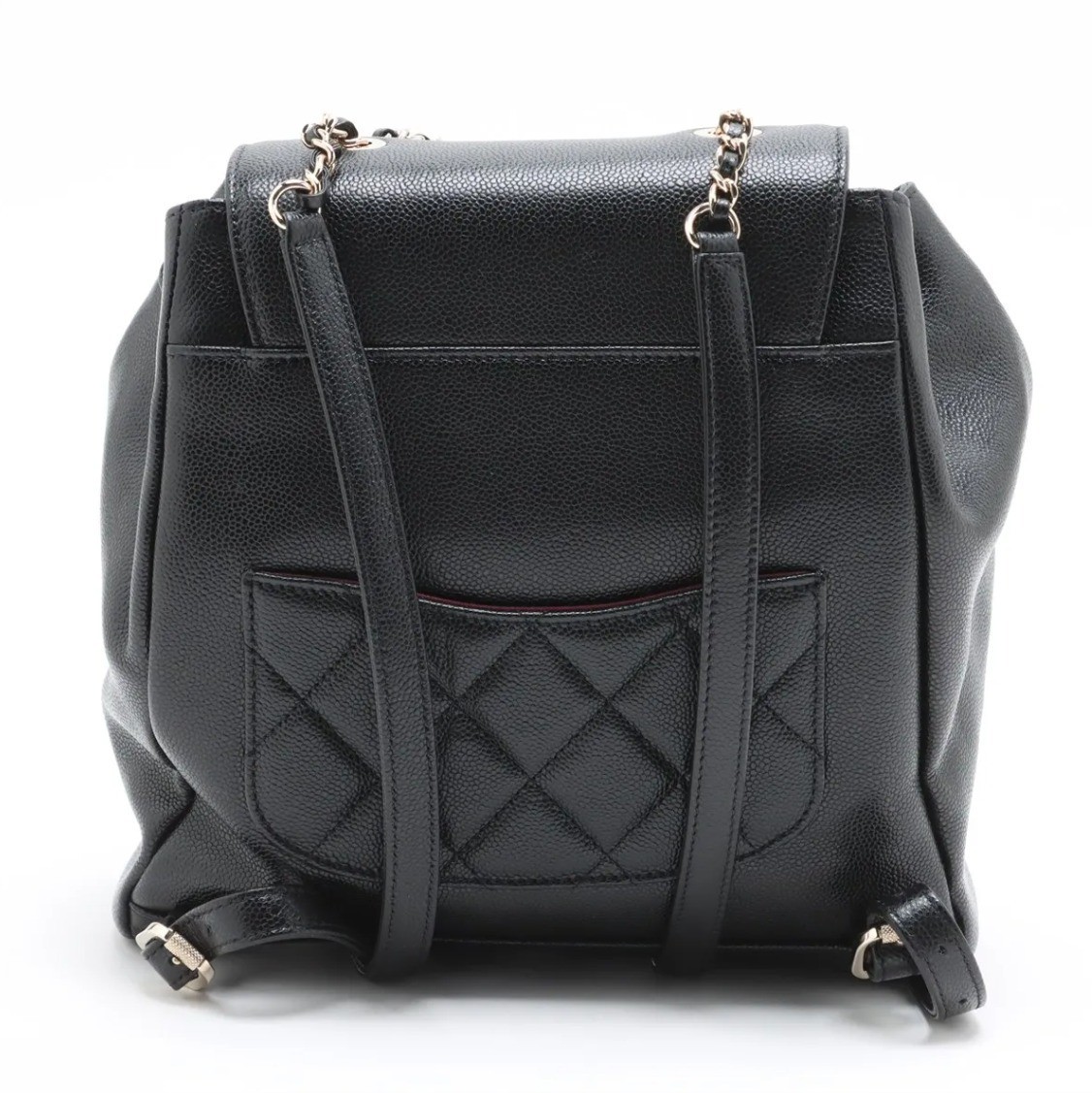 Comes with box. Chanel Matelassé caviar leather chain backpack, black. — view 2