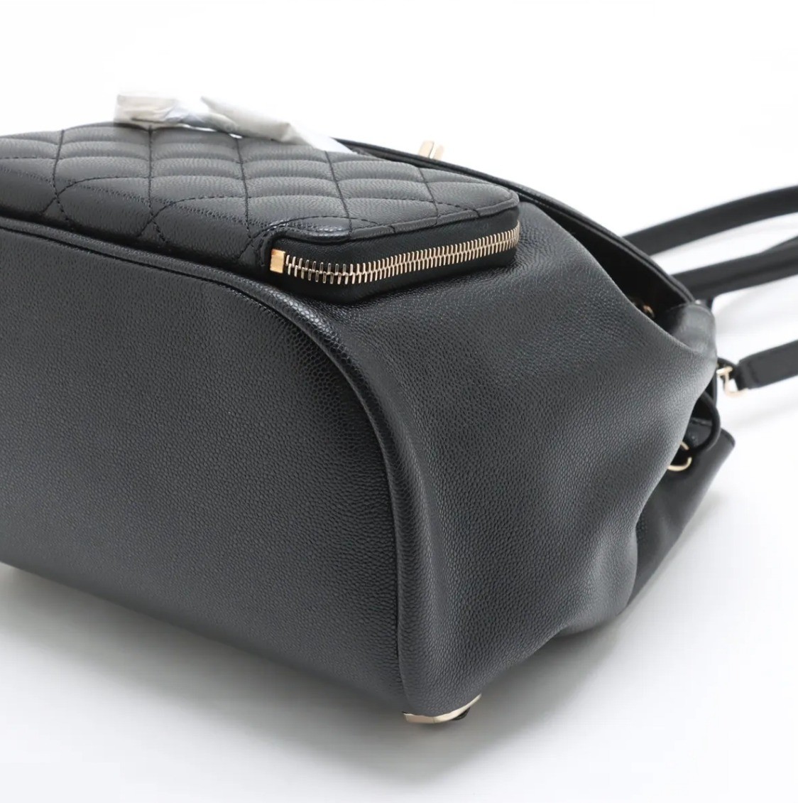 Comes with box. Chanel Matelassé caviar leather chain backpack, black. — view 3