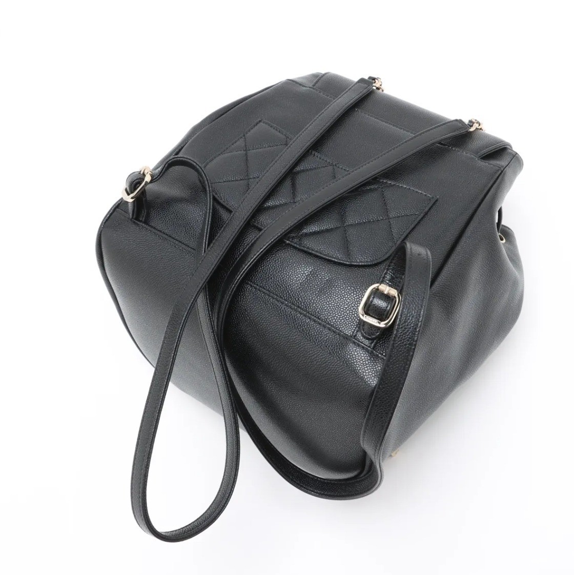 Comes with box. Chanel Matelassé caviar leather chain backpack, black. — view 5