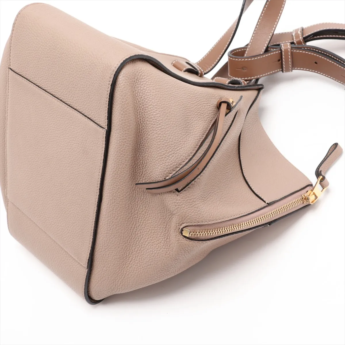 Hammock Small Leather 2-Way Handbag, Beige — view 3