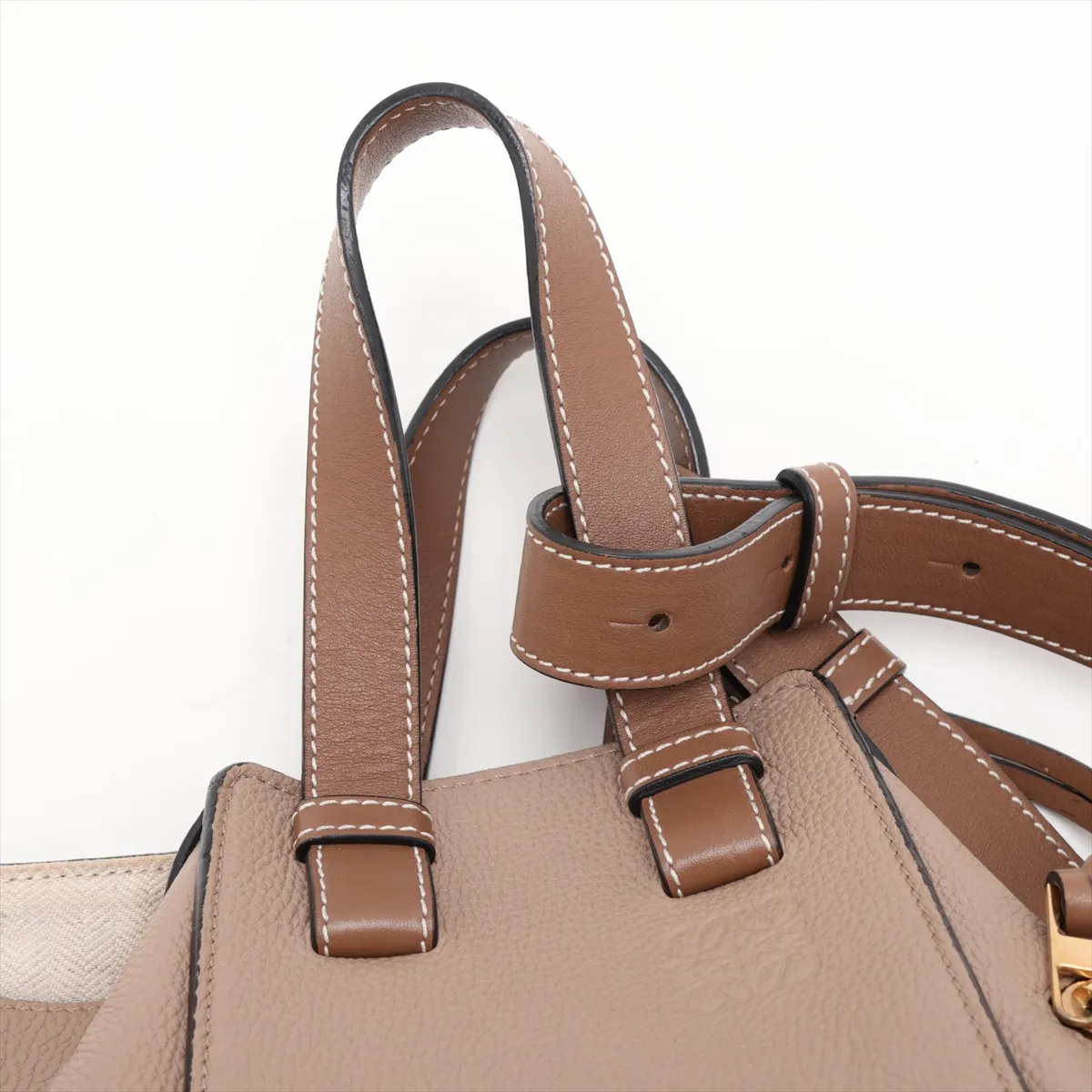 Hammock Small Leather 2-Way Handbag, Beige — view 6