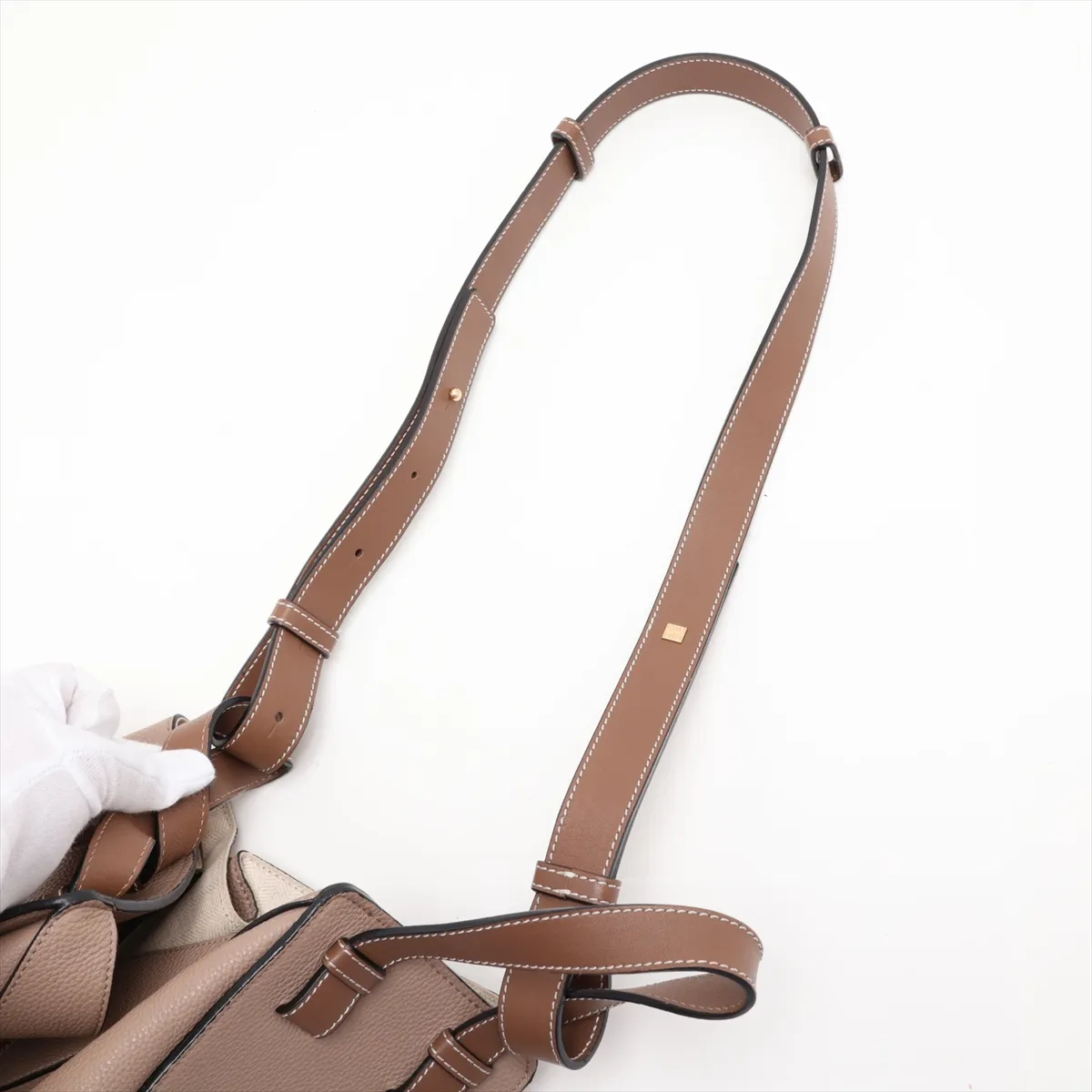 Hammock Small Leather 2-Way Handbag, Beige — view 7