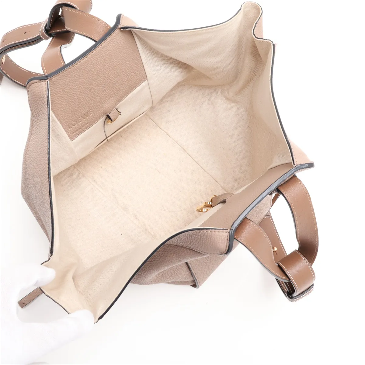 Hammock Small Leather 2-Way Handbag, Beige — view 8