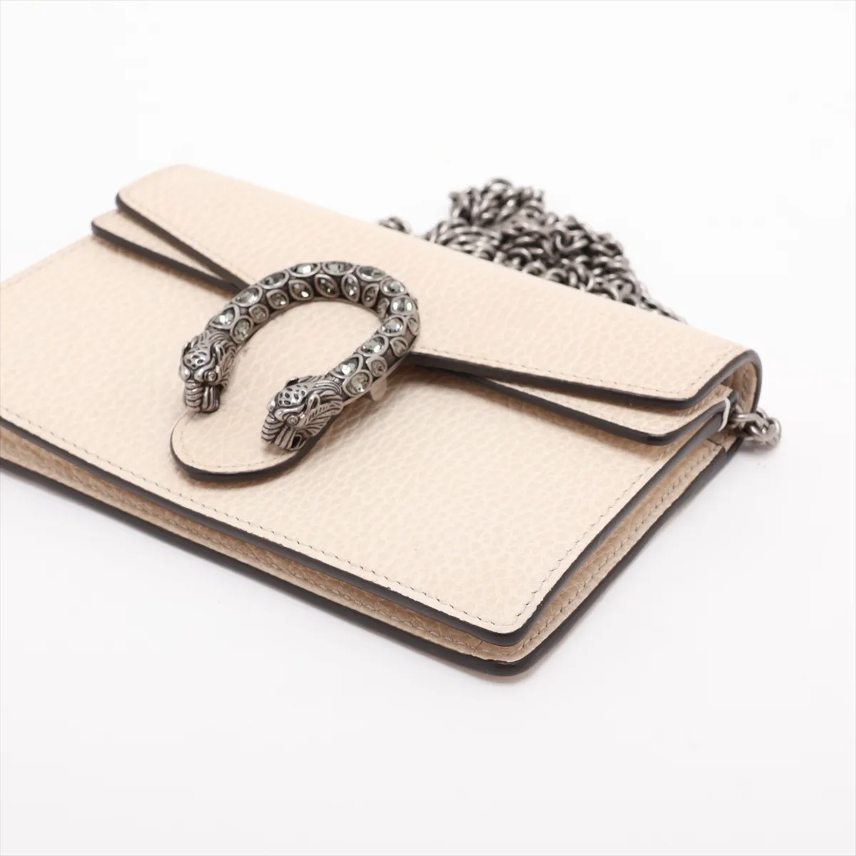 Dionysus 476432 Leather Chain Shoulder Bag, White — view 3