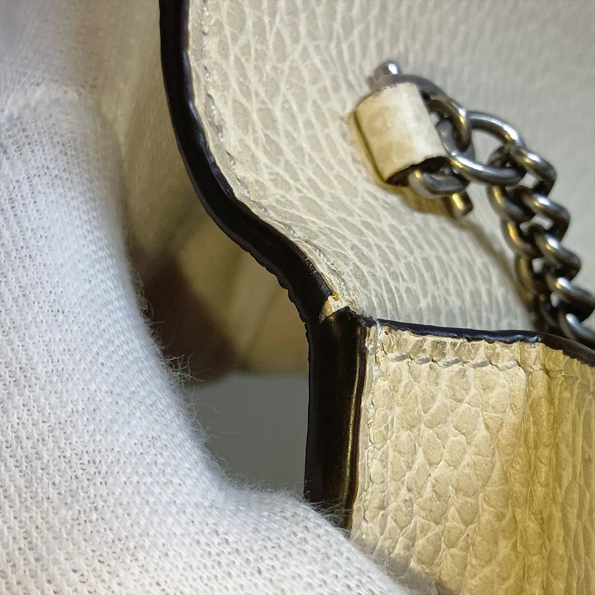 Dionysus 476432 Leather Chain Shoulder Bag, White — view 8