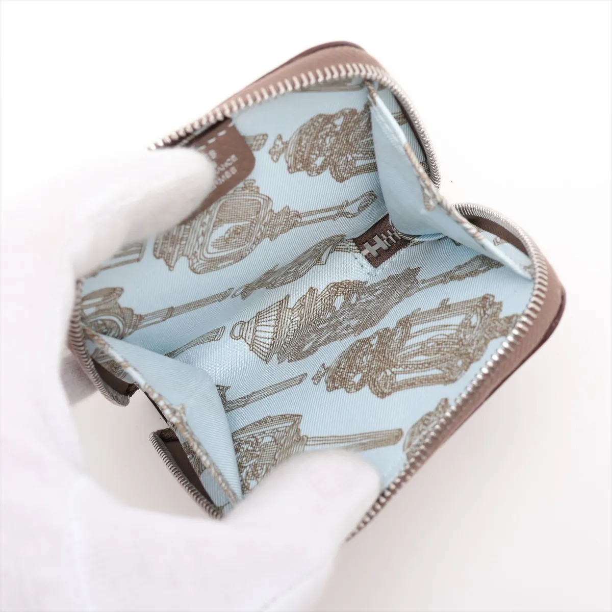 Azap Compact Silk In Veau Epsom Coin Case Etoupe Silver Hardware K: 2025 — view 3