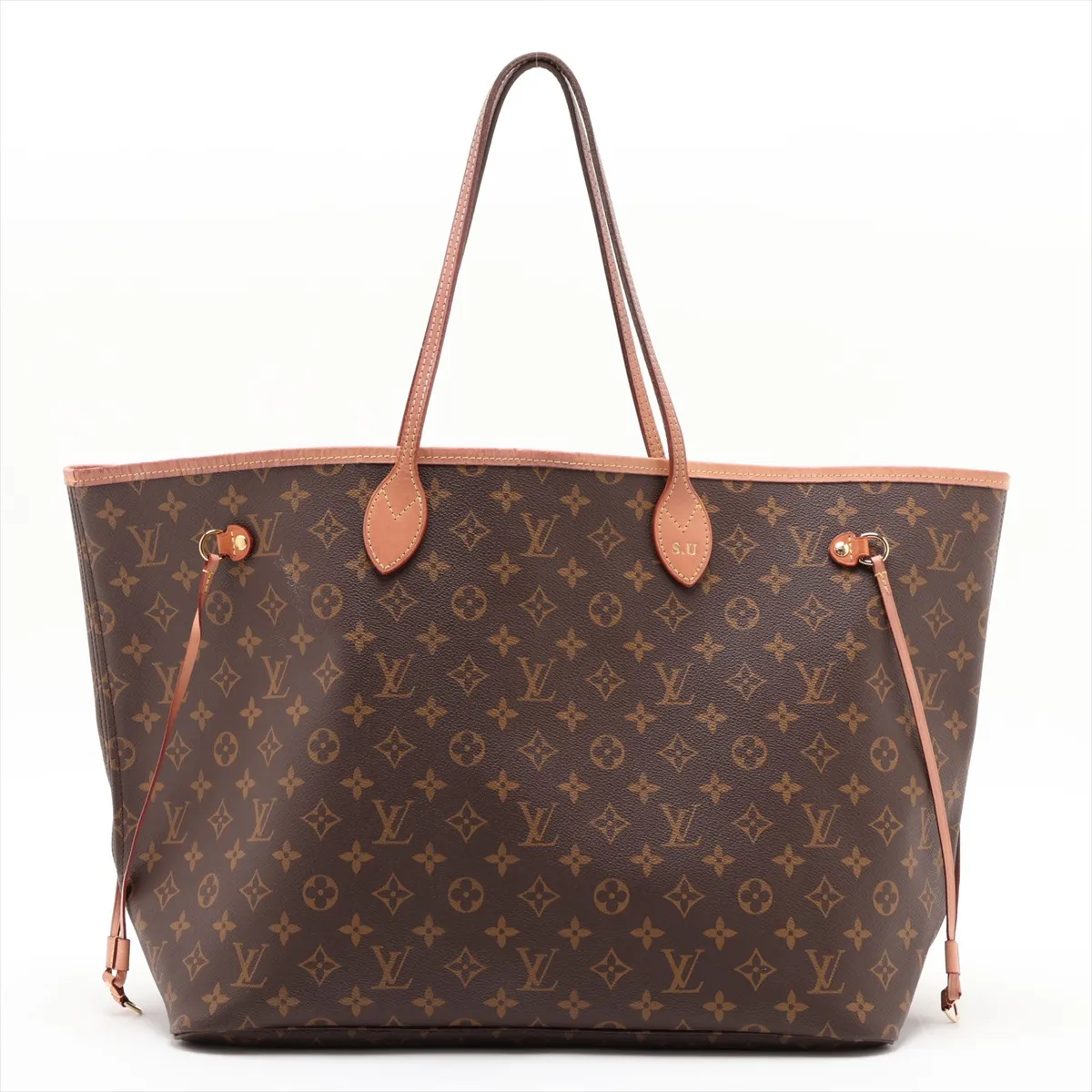 Monogram Neverfull GM M40990 Brown with initials, RFID responsive.