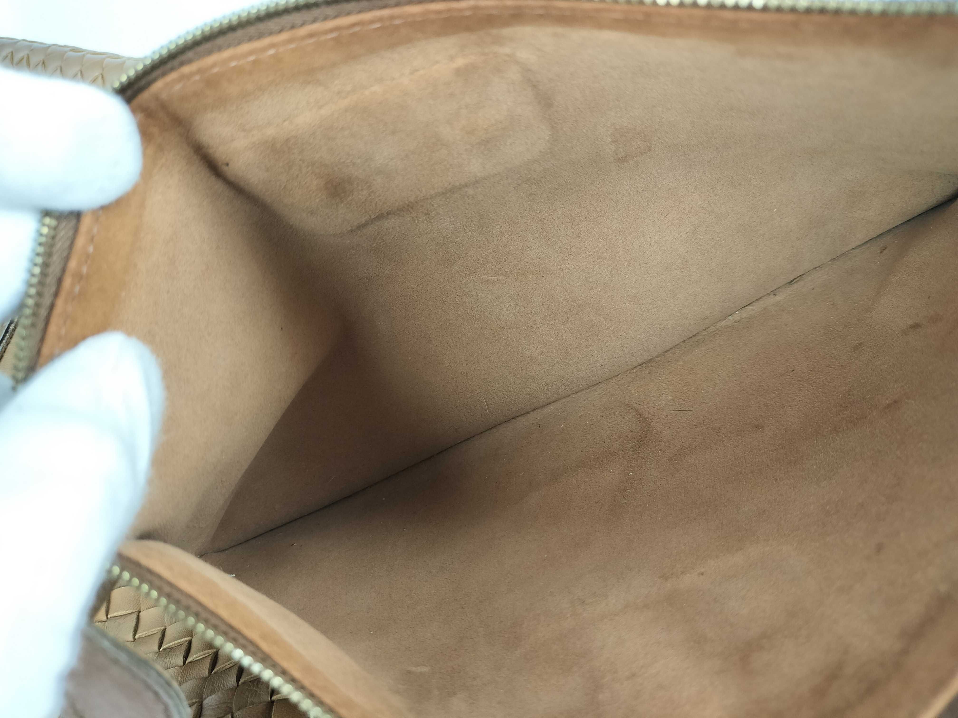 Intrecciato Leather Tote Bag, Brown — view 12