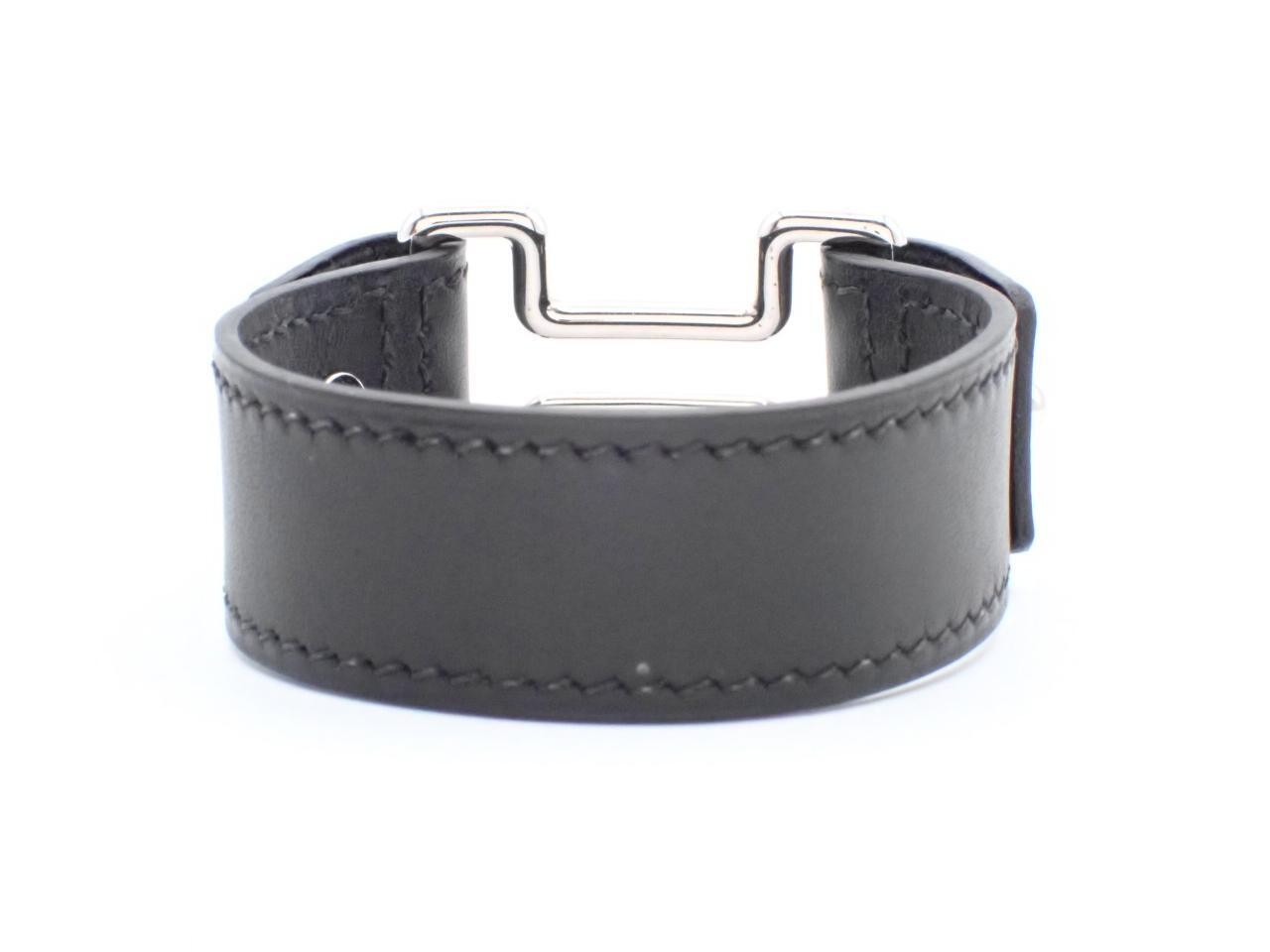 bracelet, leather, black and silver, wrist circumference approximately 17cm — view 2