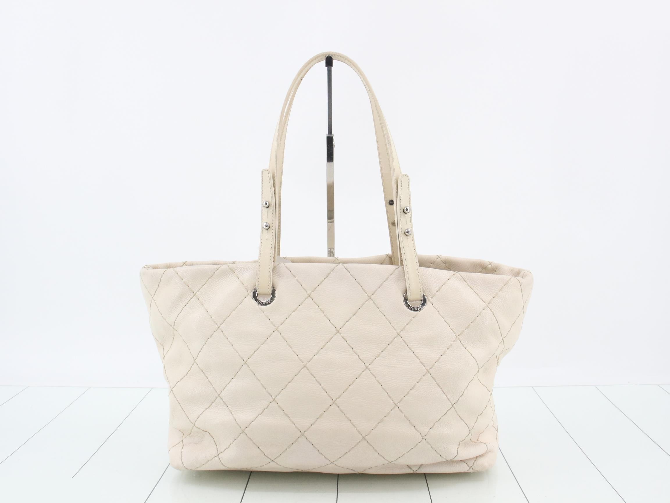Tote bag, ivory, silver, lamb — view 2
