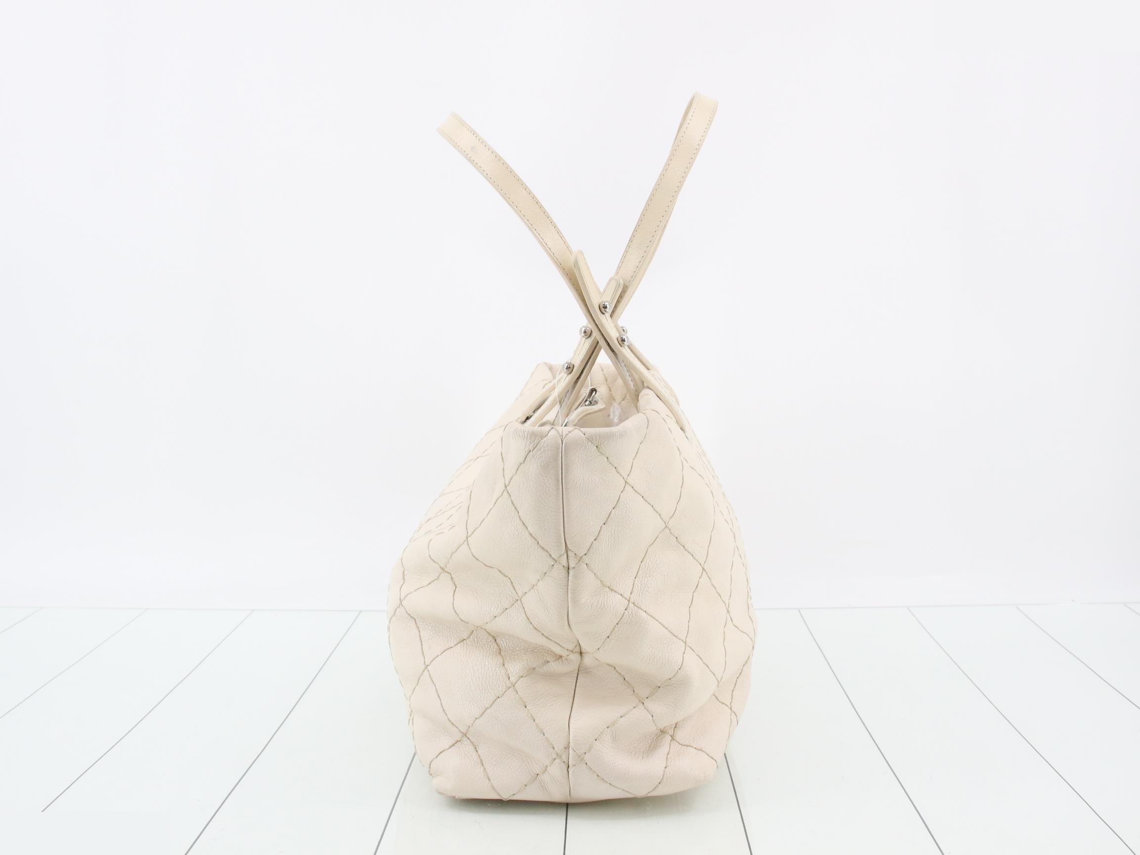 Tote bag, ivory, silver, lamb — view 3