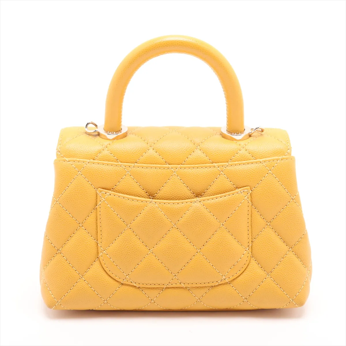Coco Handle 19 XXS Caviar Skin 2-Way Handbag, Yellow, Gold Hardware, HX0X6UPE, Random Plate, AS2215 — view 2
