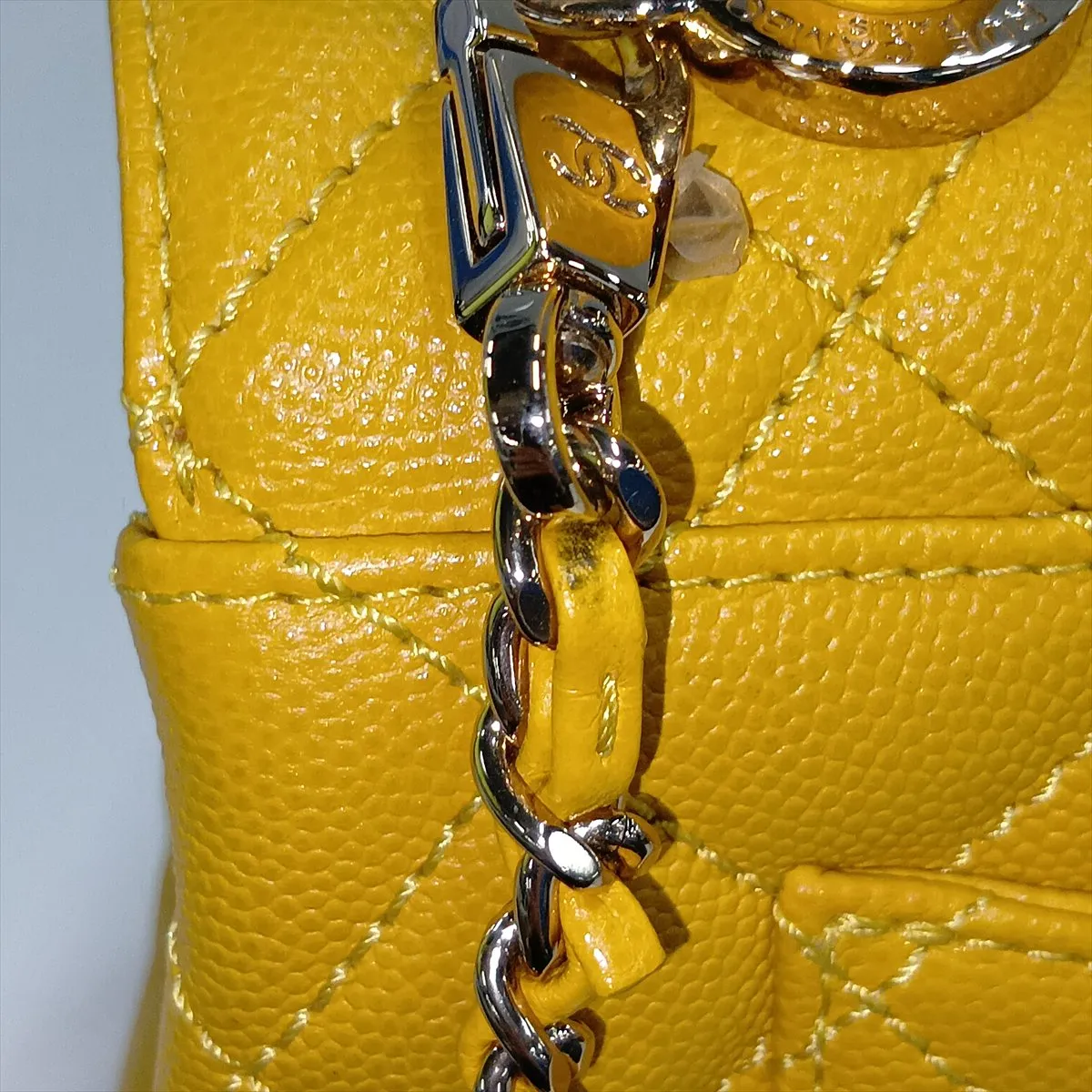 Coco Handle 19 XXS Caviar Skin 2-Way Handbag, Yellow, Gold Hardware, HX0X6UPE, Random Plate, AS2215 — view 14