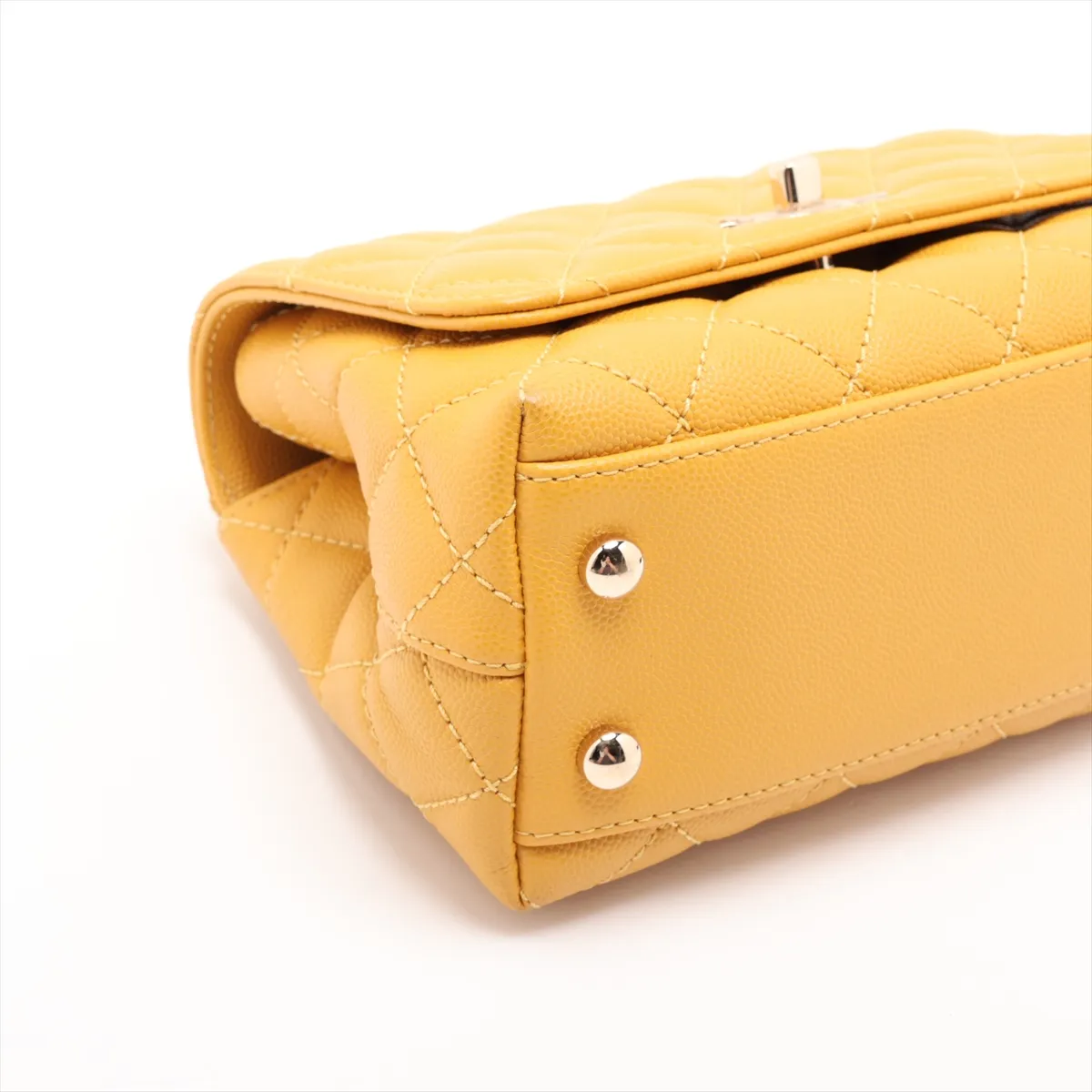 Coco Handle 19 XXS Caviar Skin 2-Way Handbag, Yellow, Gold Hardware, HX0X6UPE, Random Plate, AS2215 — view 4