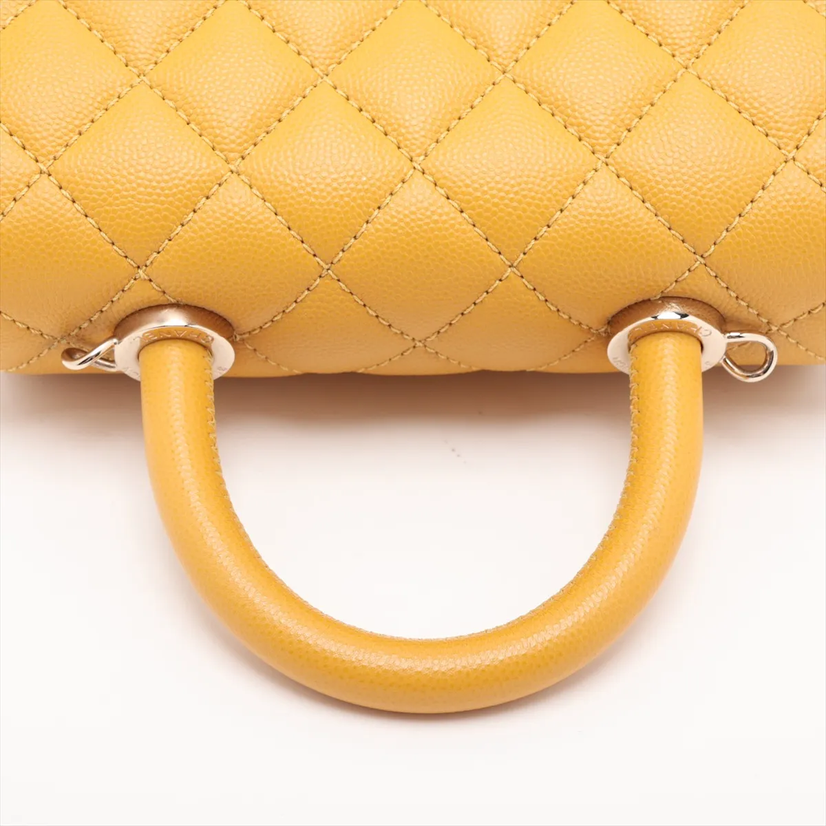 Coco Handle 19 XXS Caviar Skin 2-Way Handbag, Yellow, Gold Hardware, HX0X6UPE, Random Plate, AS2215 — view 5