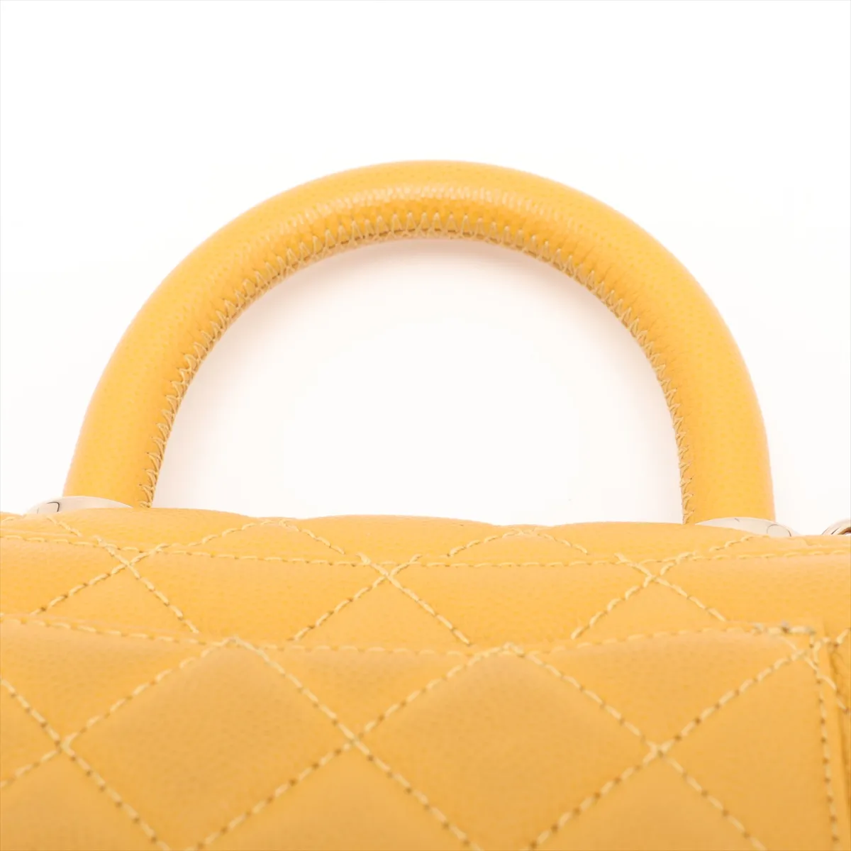 Coco Handle 19 XXS Caviar Skin 2-Way Handbag, Yellow, Gold Hardware, HX0X6UPE, Random Plate, AS2215 — view 6