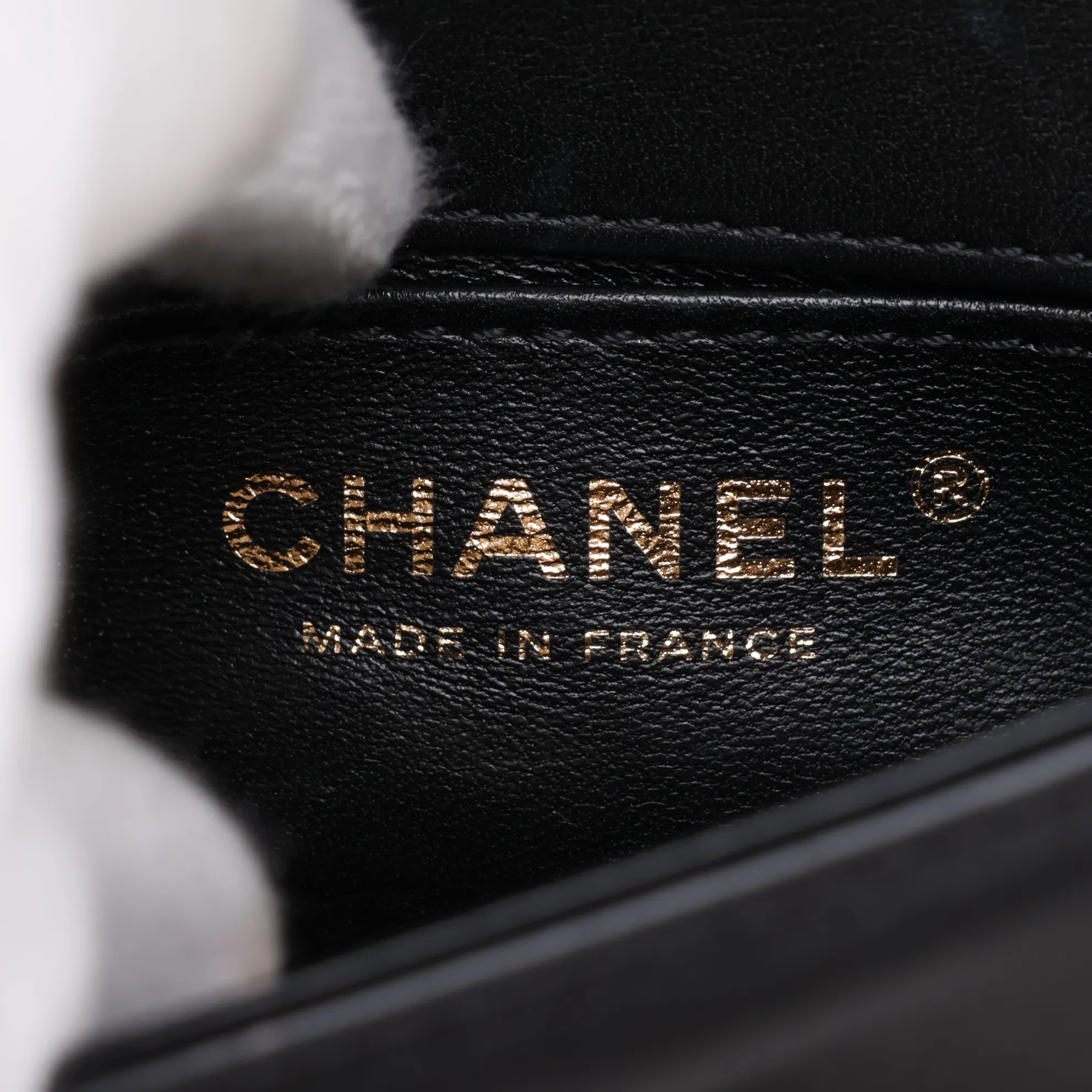 Mini Boy Chanel Leather Chain Shoulder Bag Chevron V-stitch Black Gold Hardware C8CHU908 Random Plate — view 9