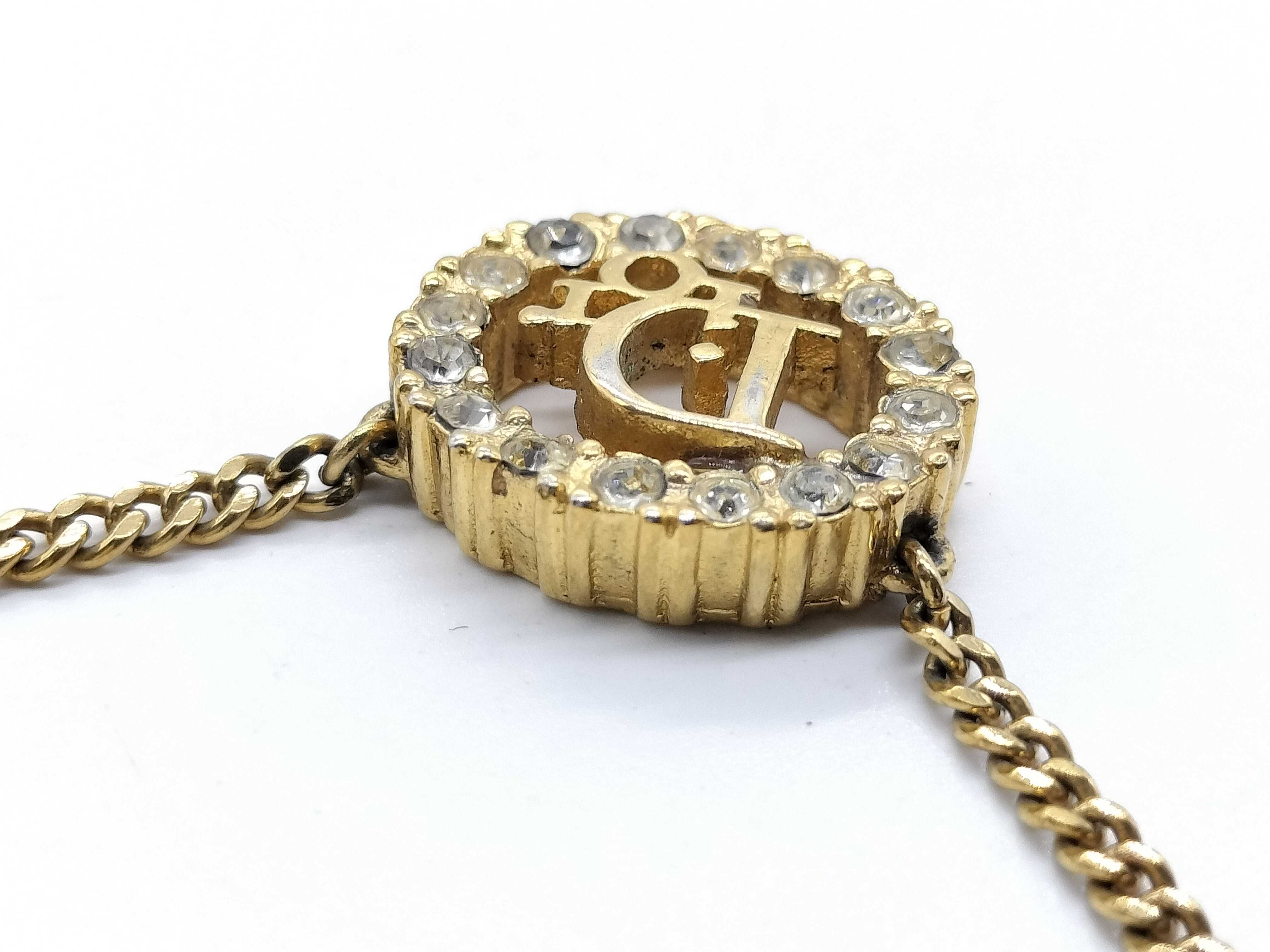 CD Logo Rhinestone Necklace — view 4