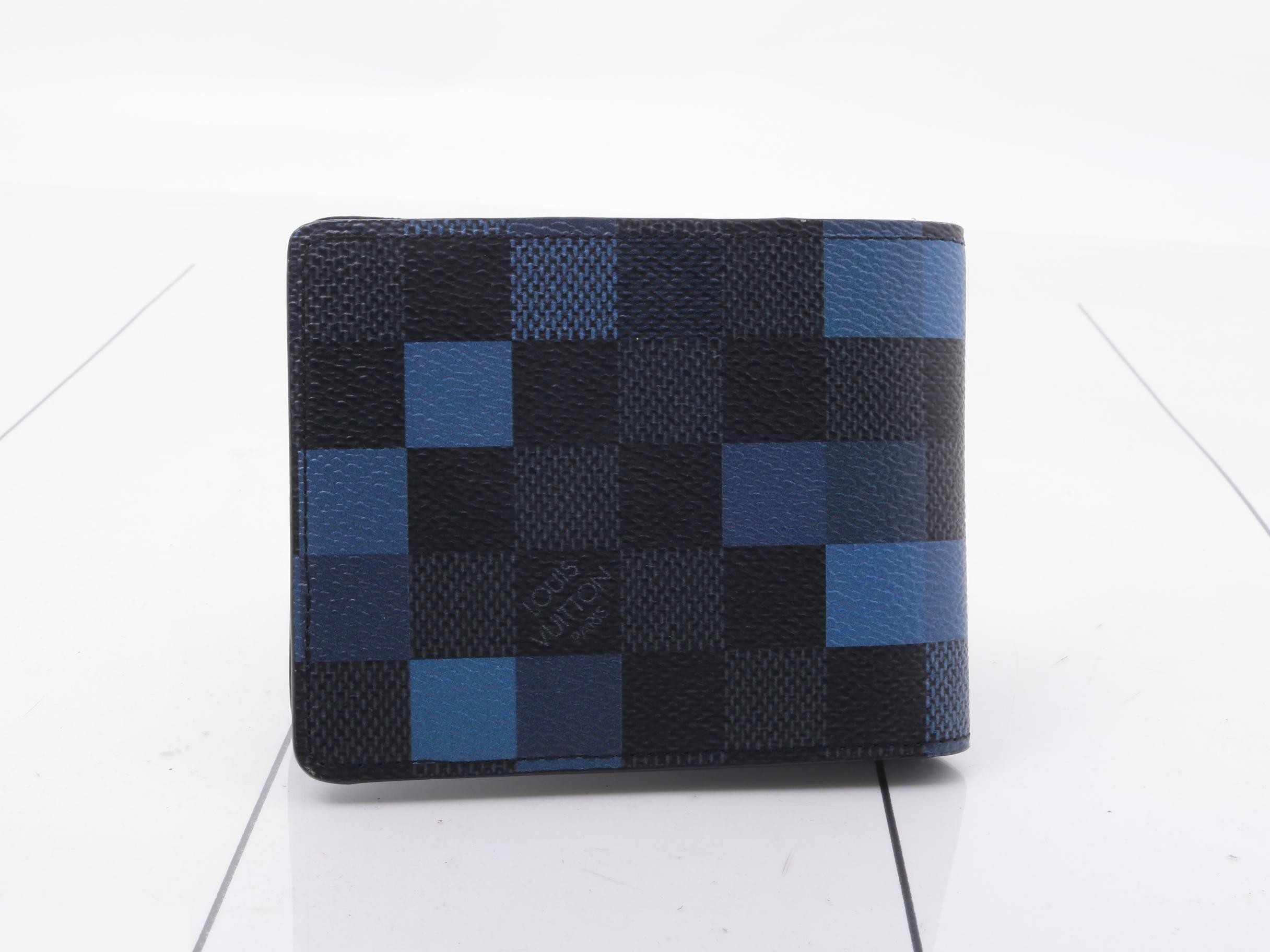 Damier Graphite Pixel Portefeuille Slender Blue — view 2