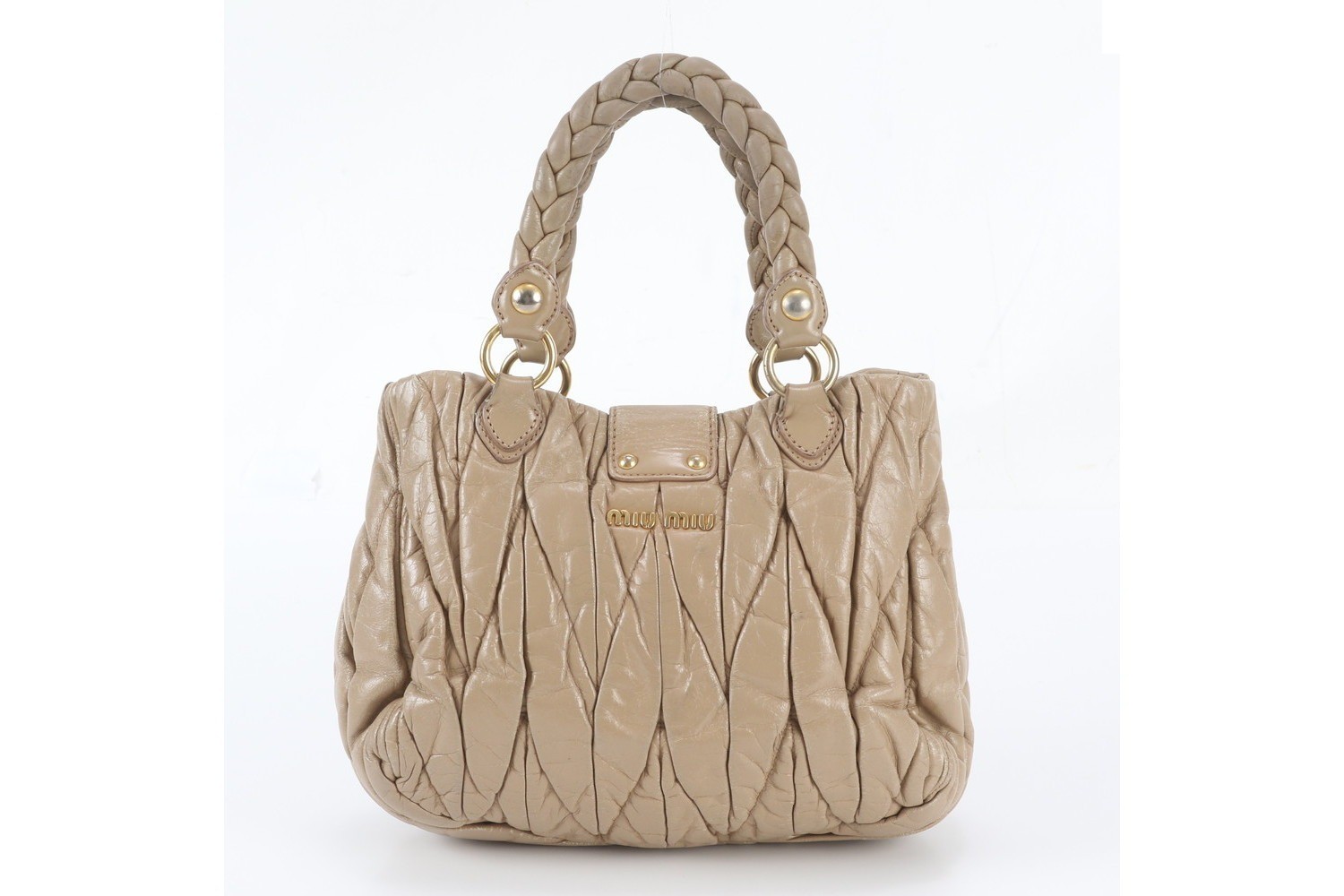 Matelassé Gathered Leather Tote Bag (Shoulder Bag) — view 3