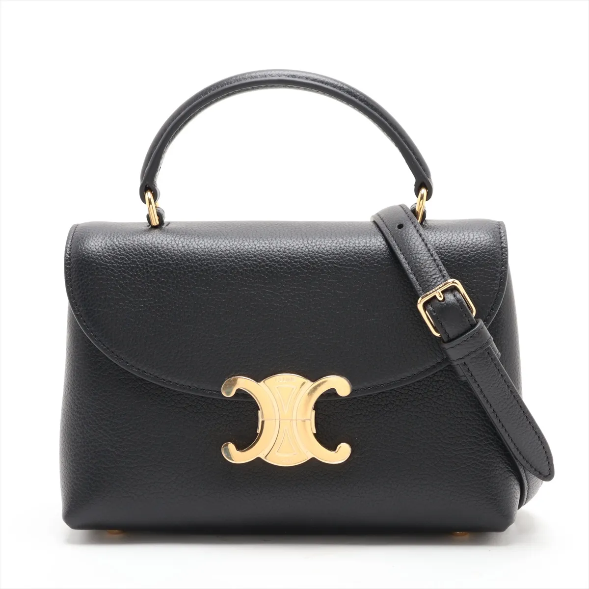 Triomphe Teen Nino Leather 2-Way Handbag, Black