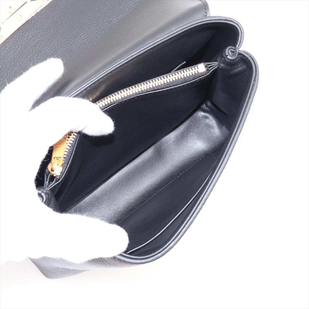 Triomphe Teen Nino Leather 2-Way Handbag, Black — view 8