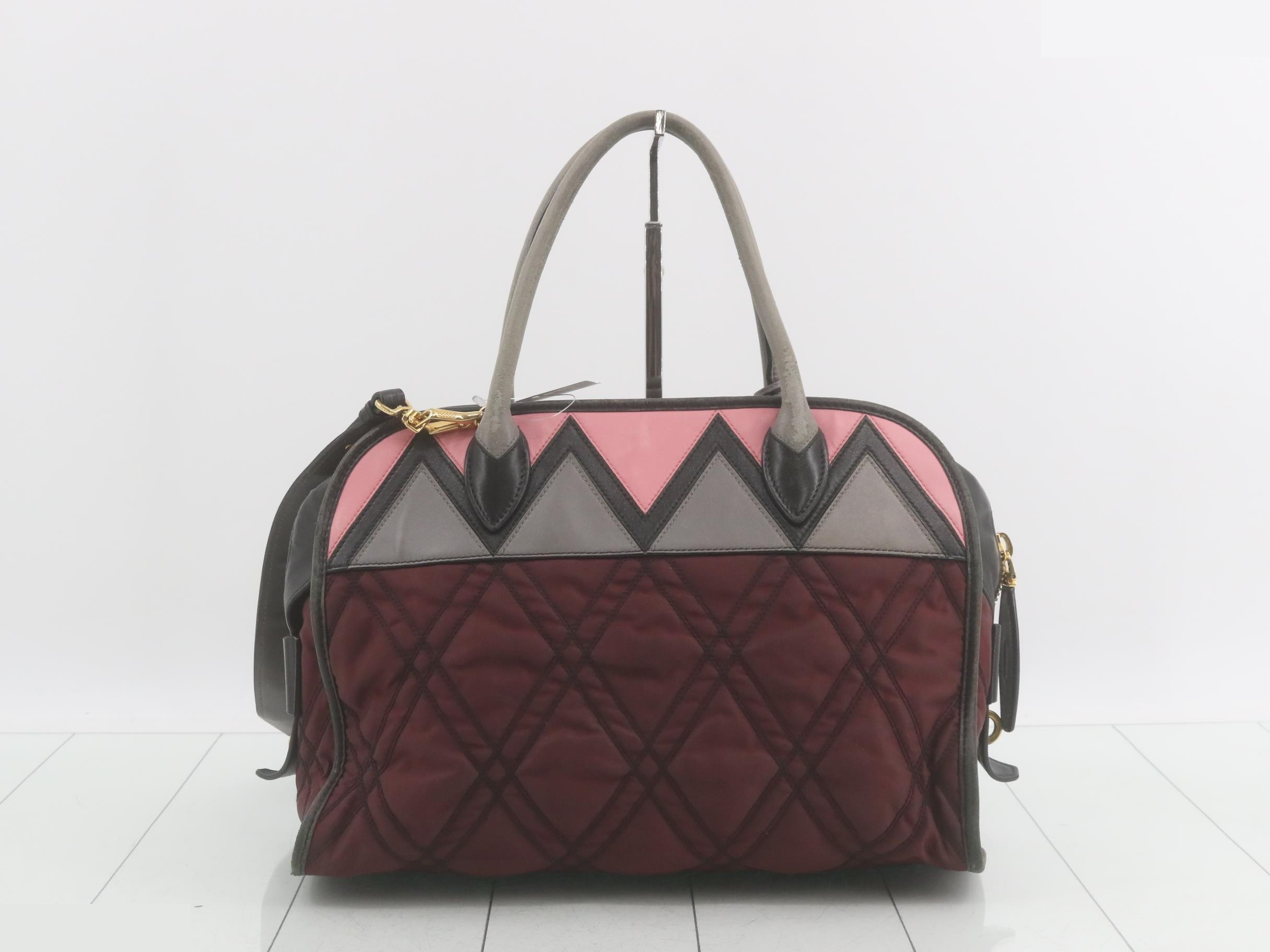 Nylon quilted 2-way bag, wine red — view 2