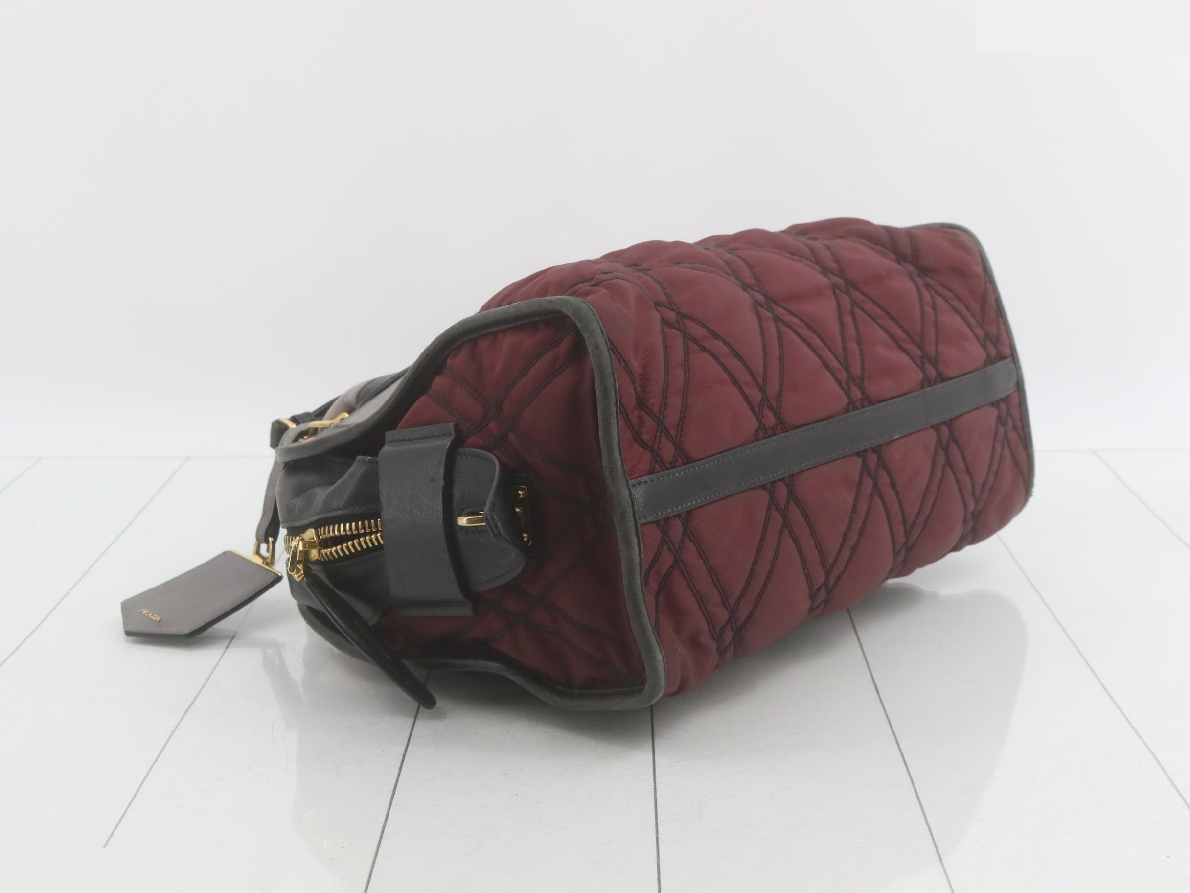 Nylon quilted 2-way bag, wine red — view 5