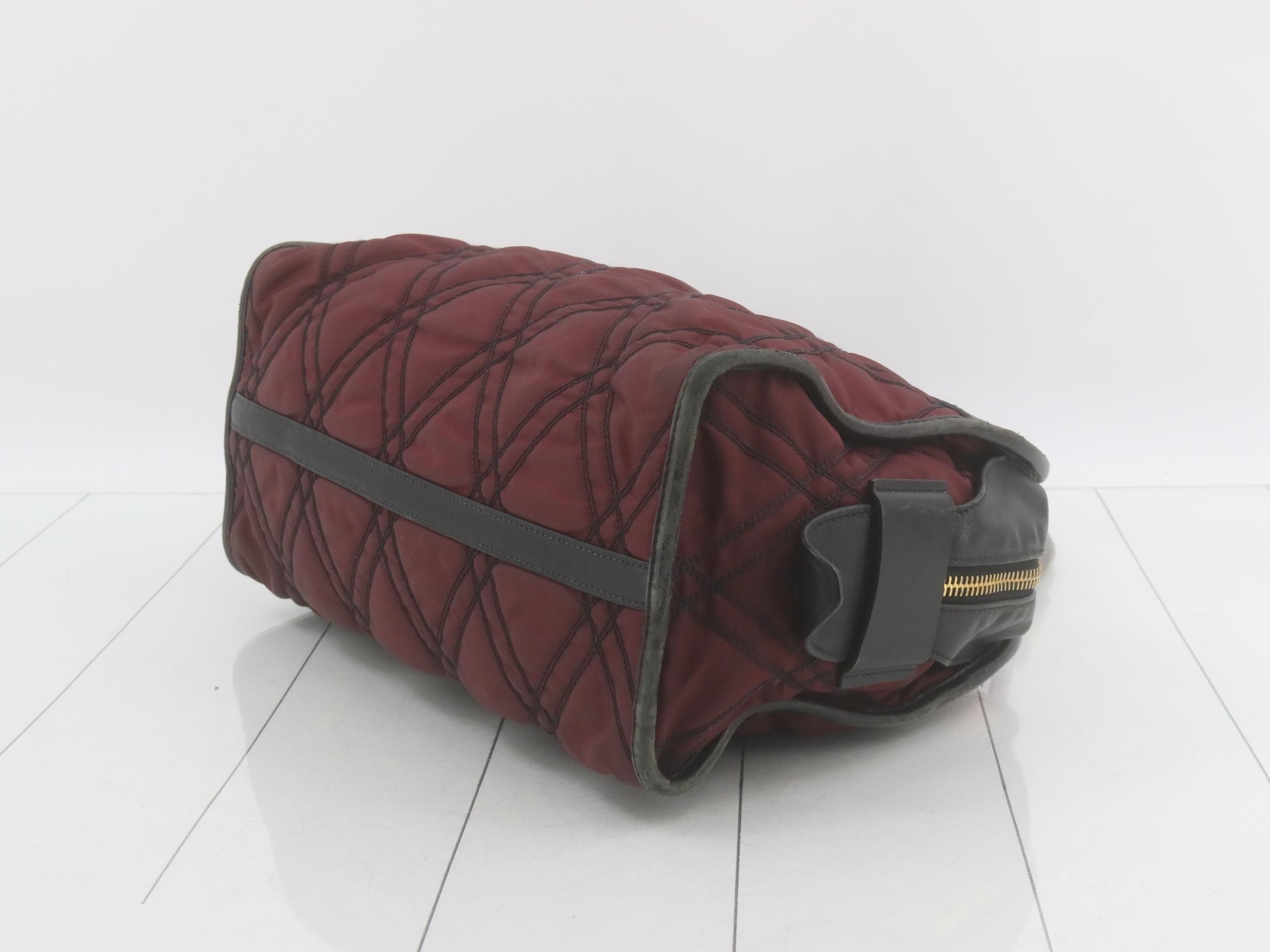 Nylon quilted 2-way bag, wine red — view 6