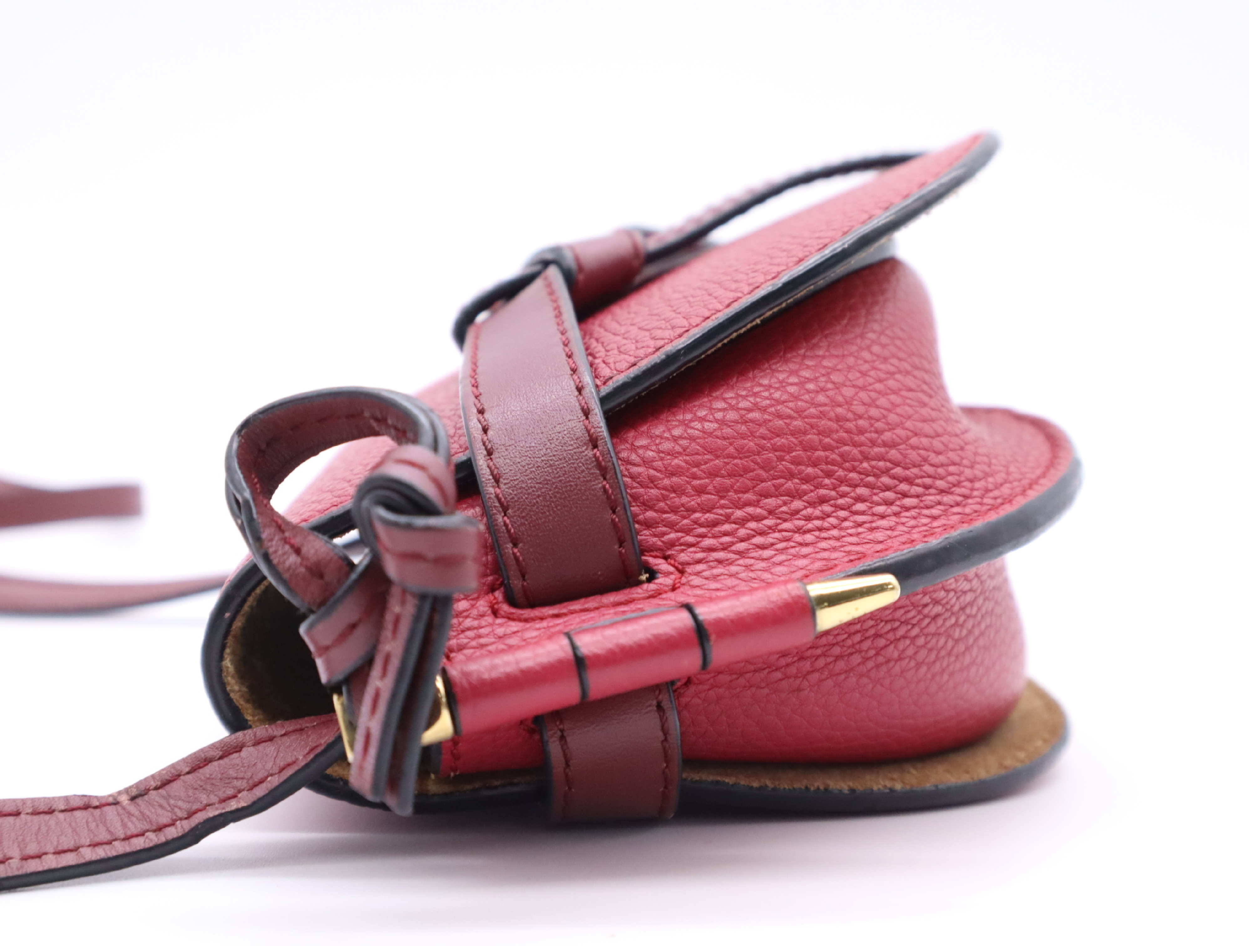 Leather Gate Bag Mini Wine Red Shoulder Bag — view 3
