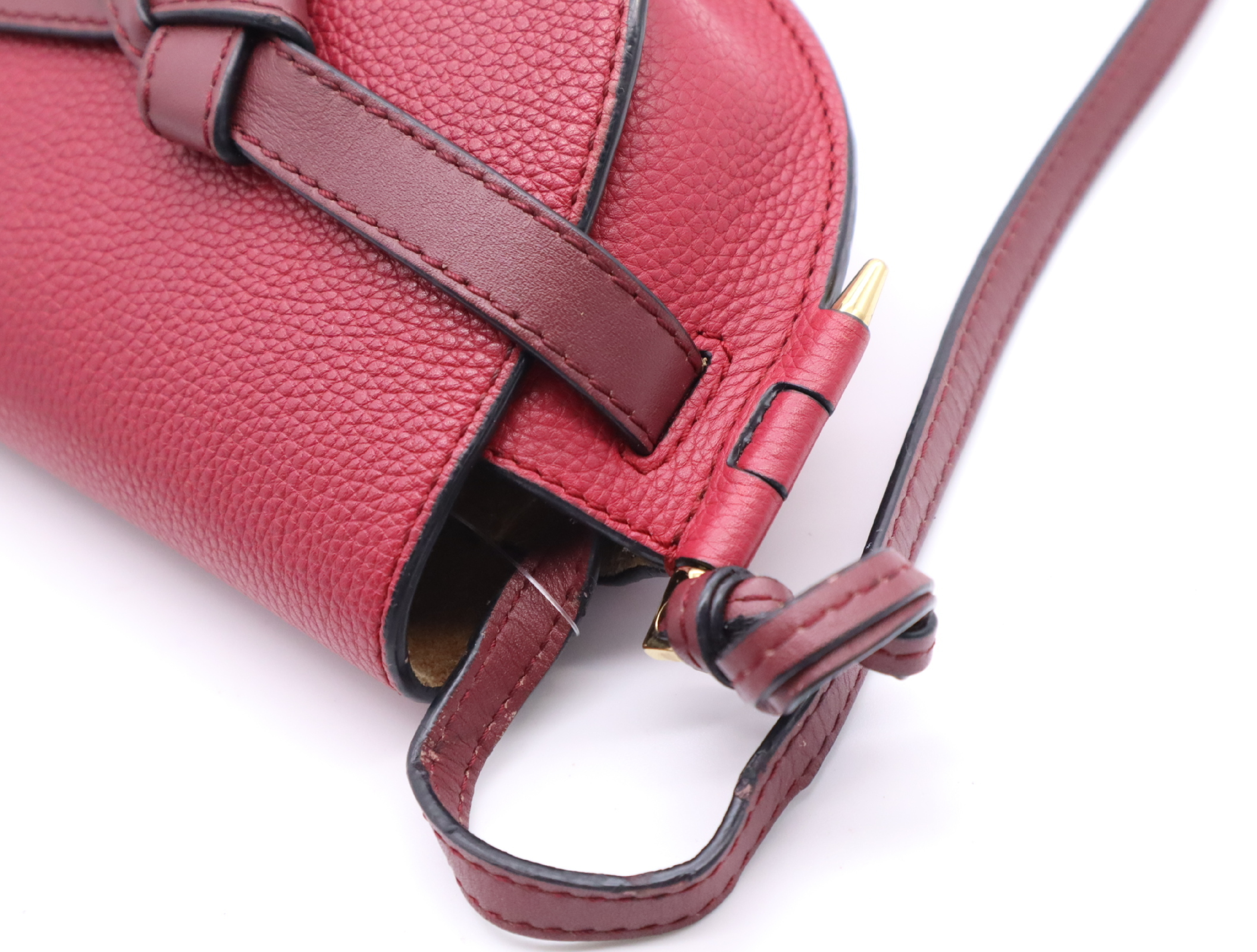 Leather Gate Bag Mini Wine Red Shoulder Bag — view 9