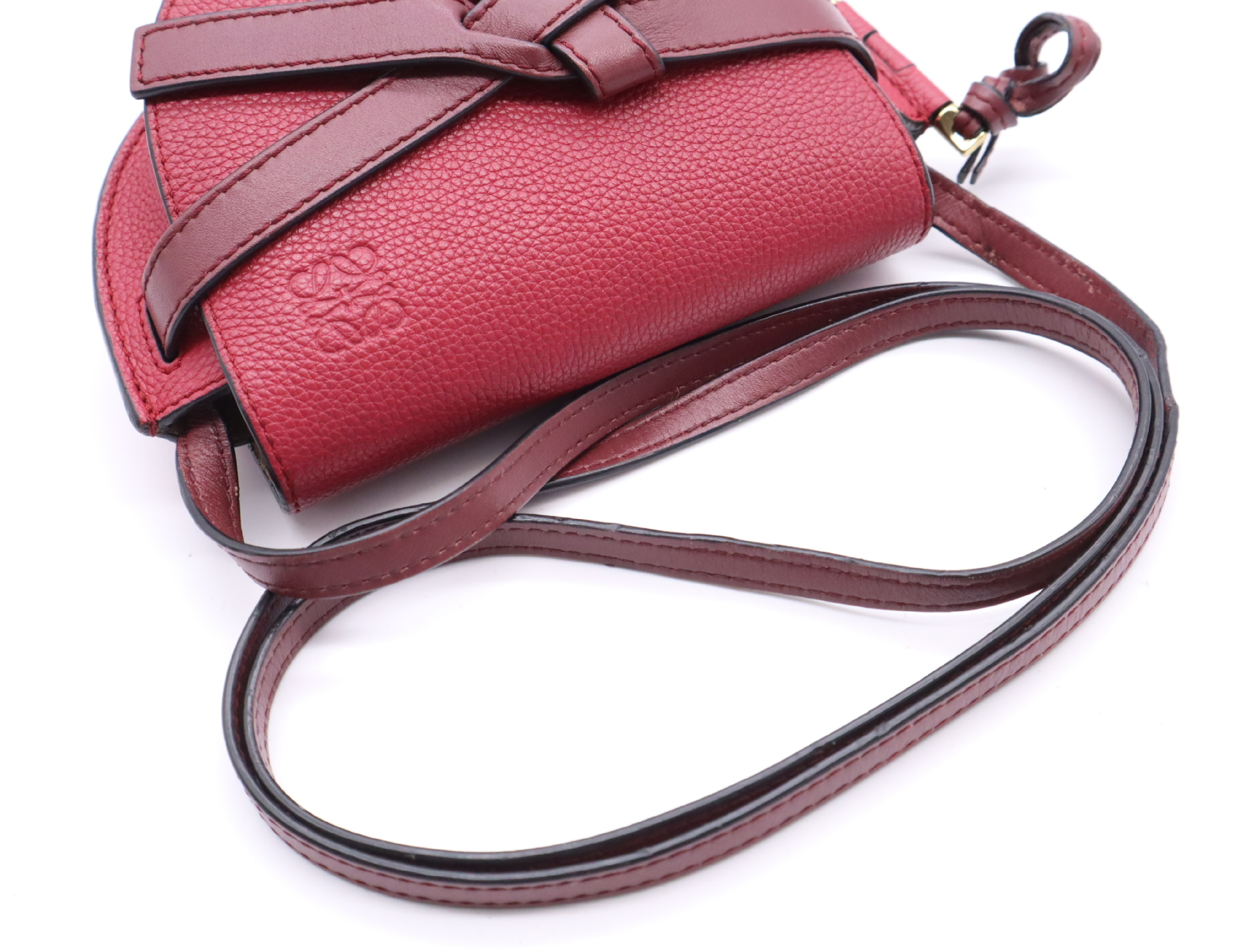 Leather Gate Bag Mini Wine Red Shoulder Bag — view 10