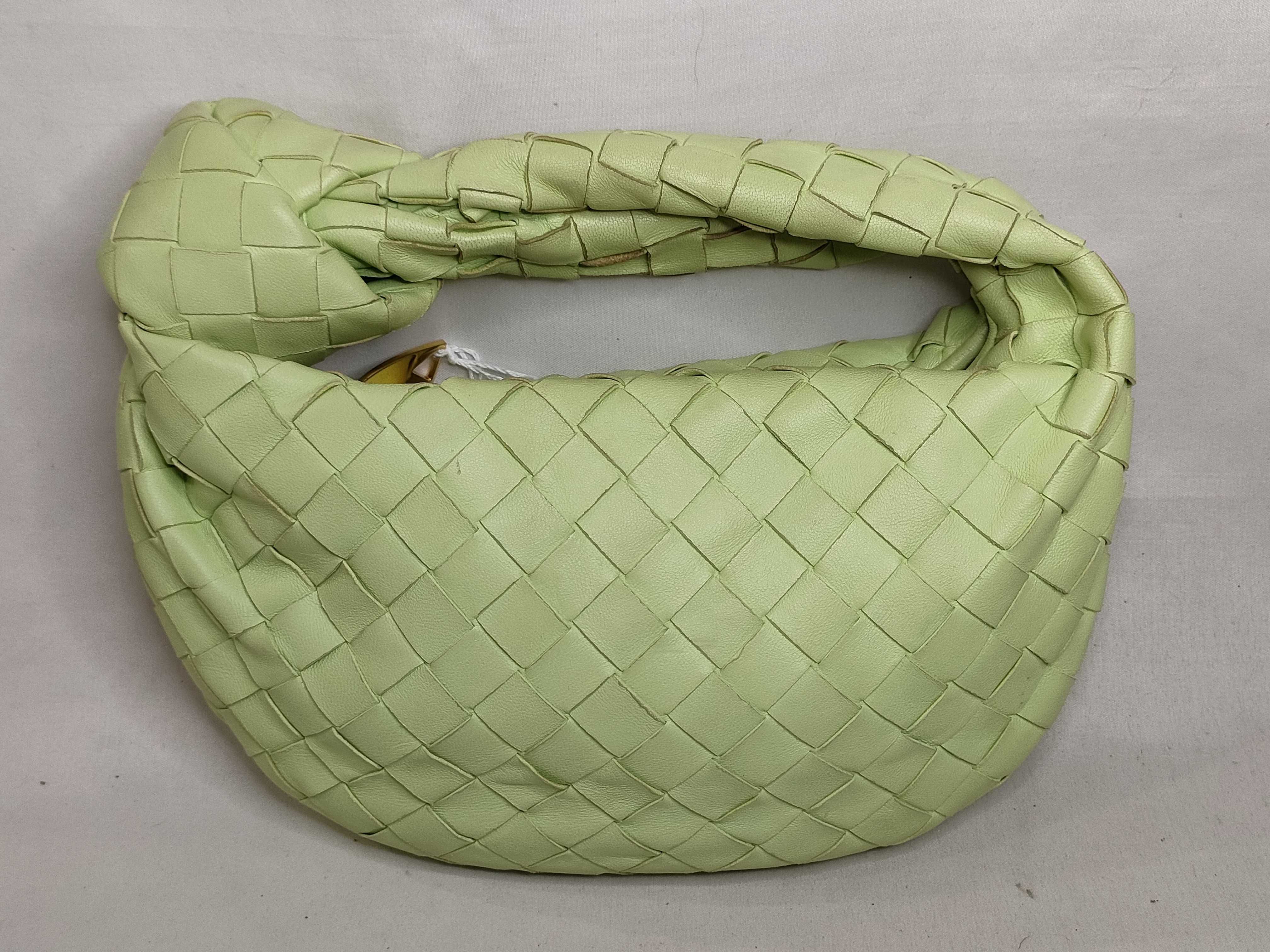 Intrecciato DU- Intrecciato Mini Jodie Leather Handbag Green