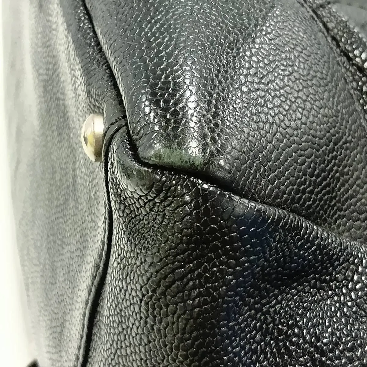 Matelassé Caviar Skin Chain Shoulder Bag, Black with Silver Hardware, 10827043 (Serial Number in the 10s) — view 14