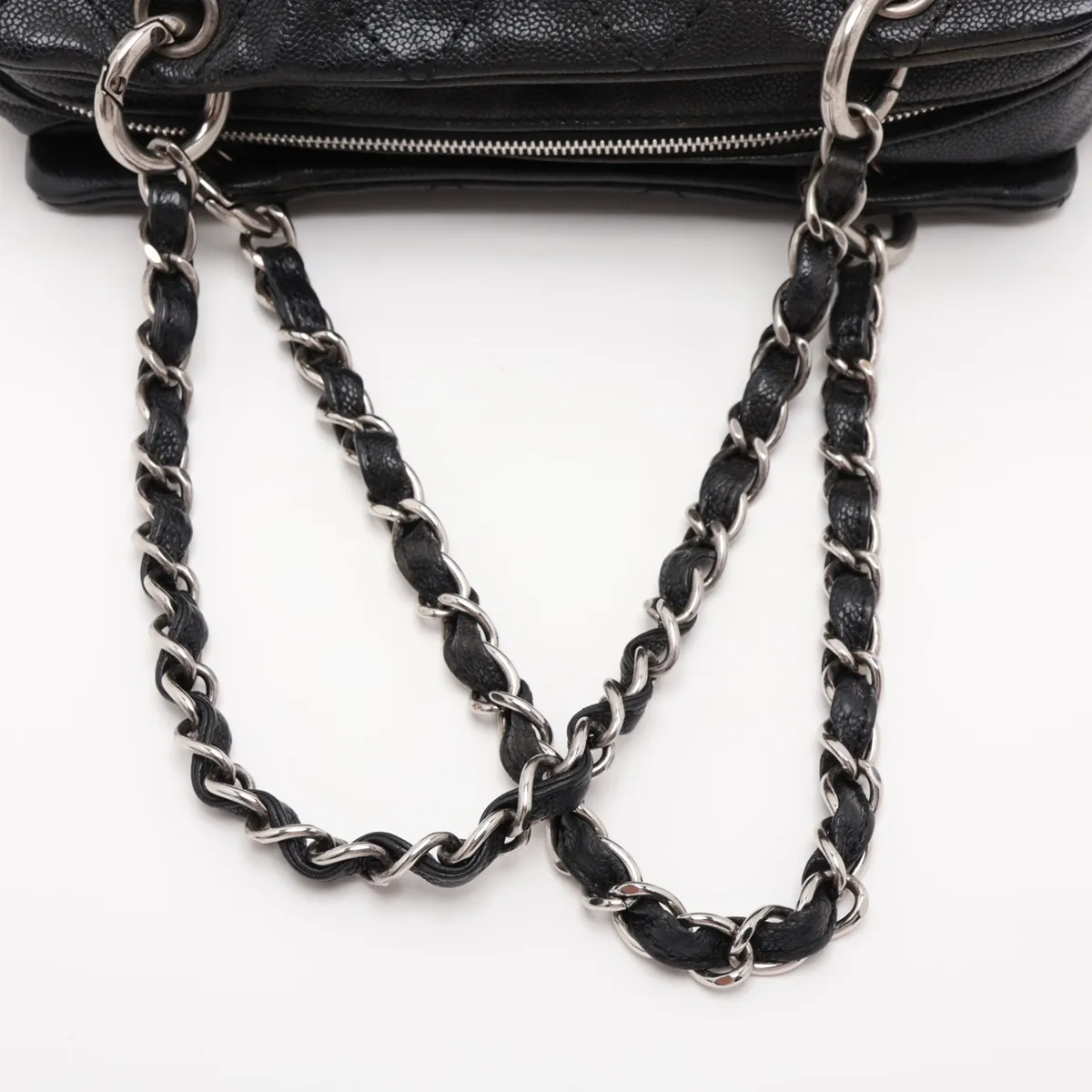 Matelassé Caviar Skin Chain Shoulder Bag, Black with Silver Hardware, 10827043 (Serial Number in the 10s) — view 5