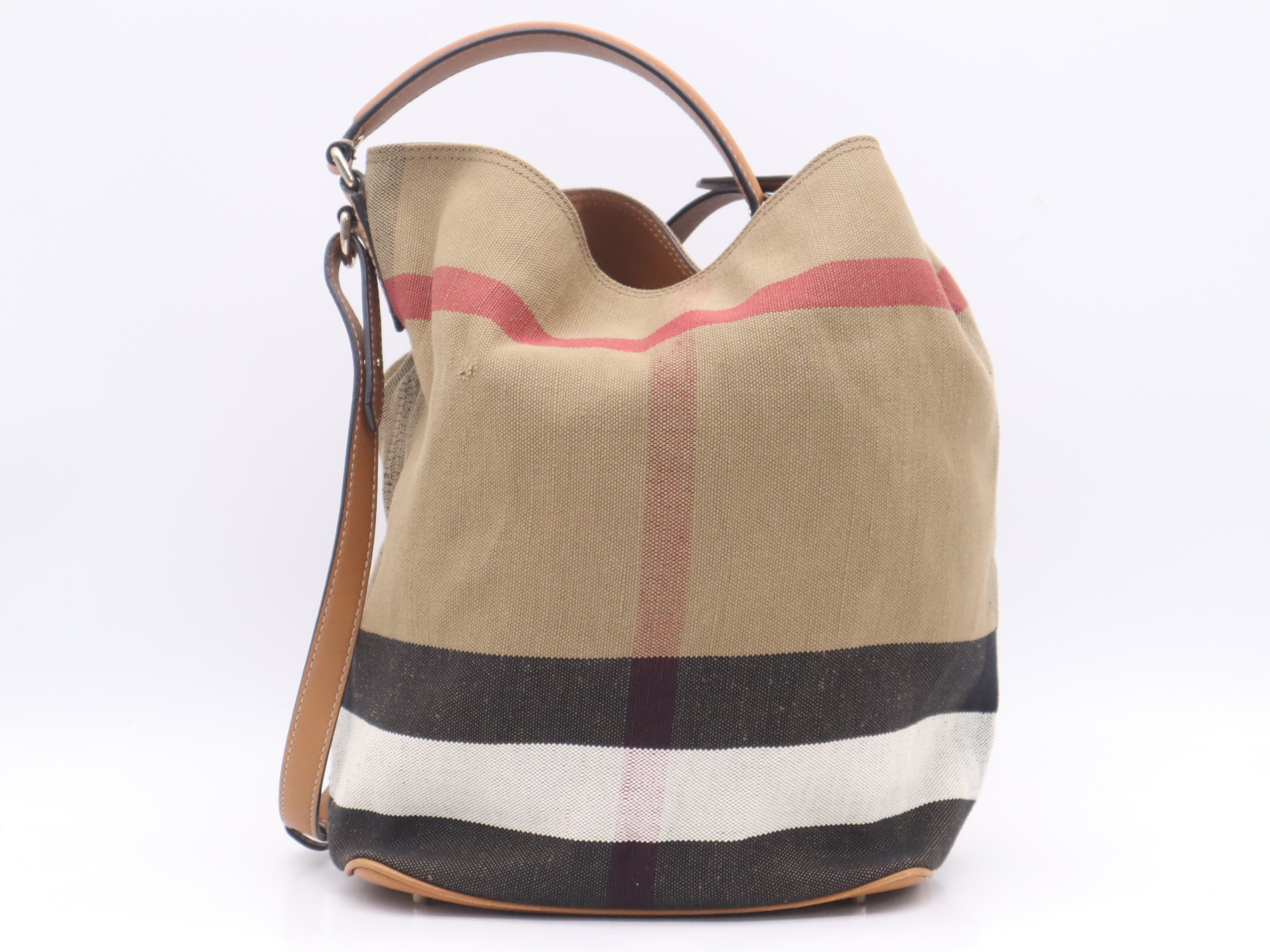 Checkered Bucket Bag 2-Way Brown with Gold Hardware Shoulder Bag — view 2