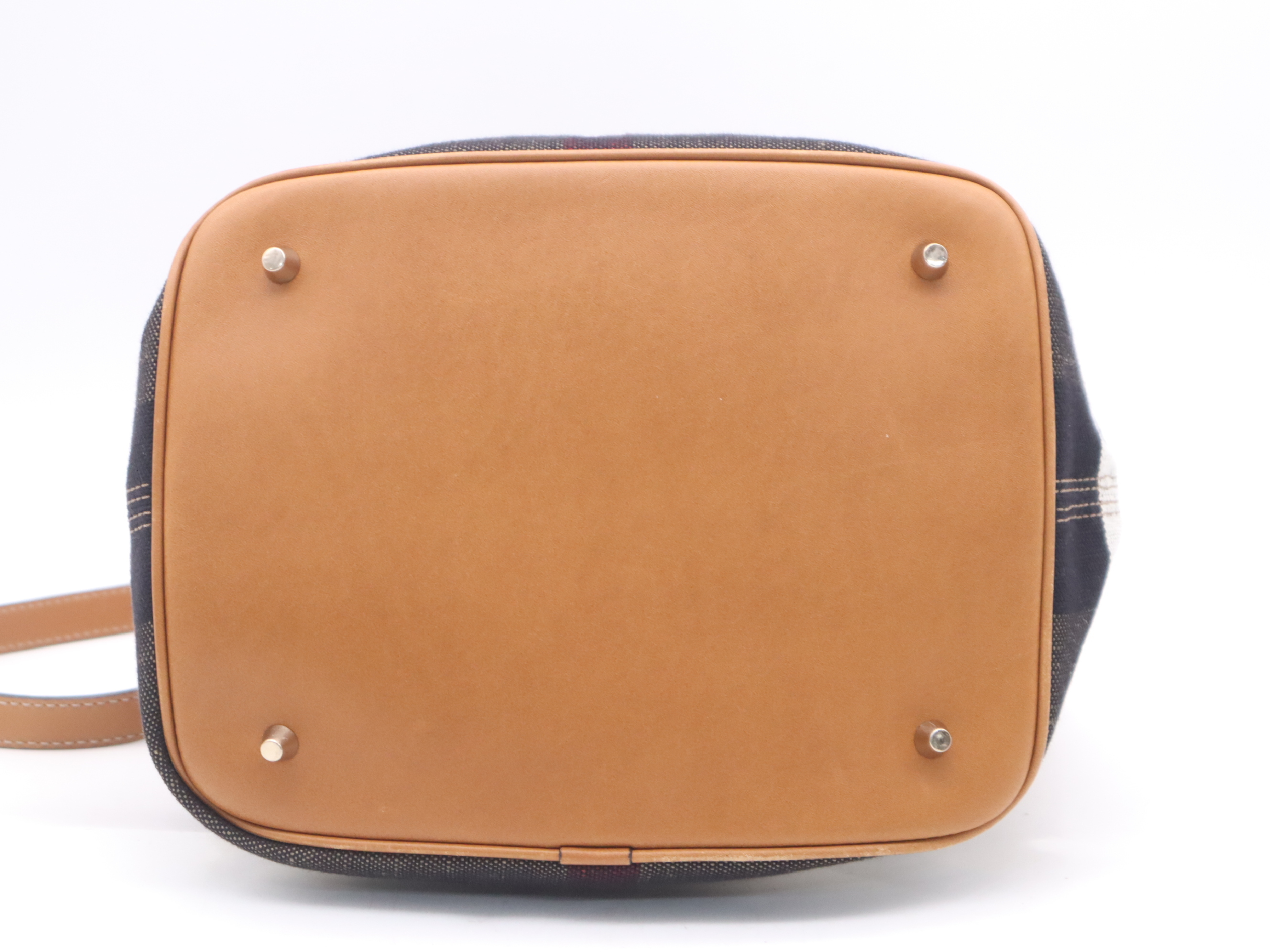 Checkered Bucket Bag 2-Way Brown with Gold Hardware Shoulder Bag — view 4