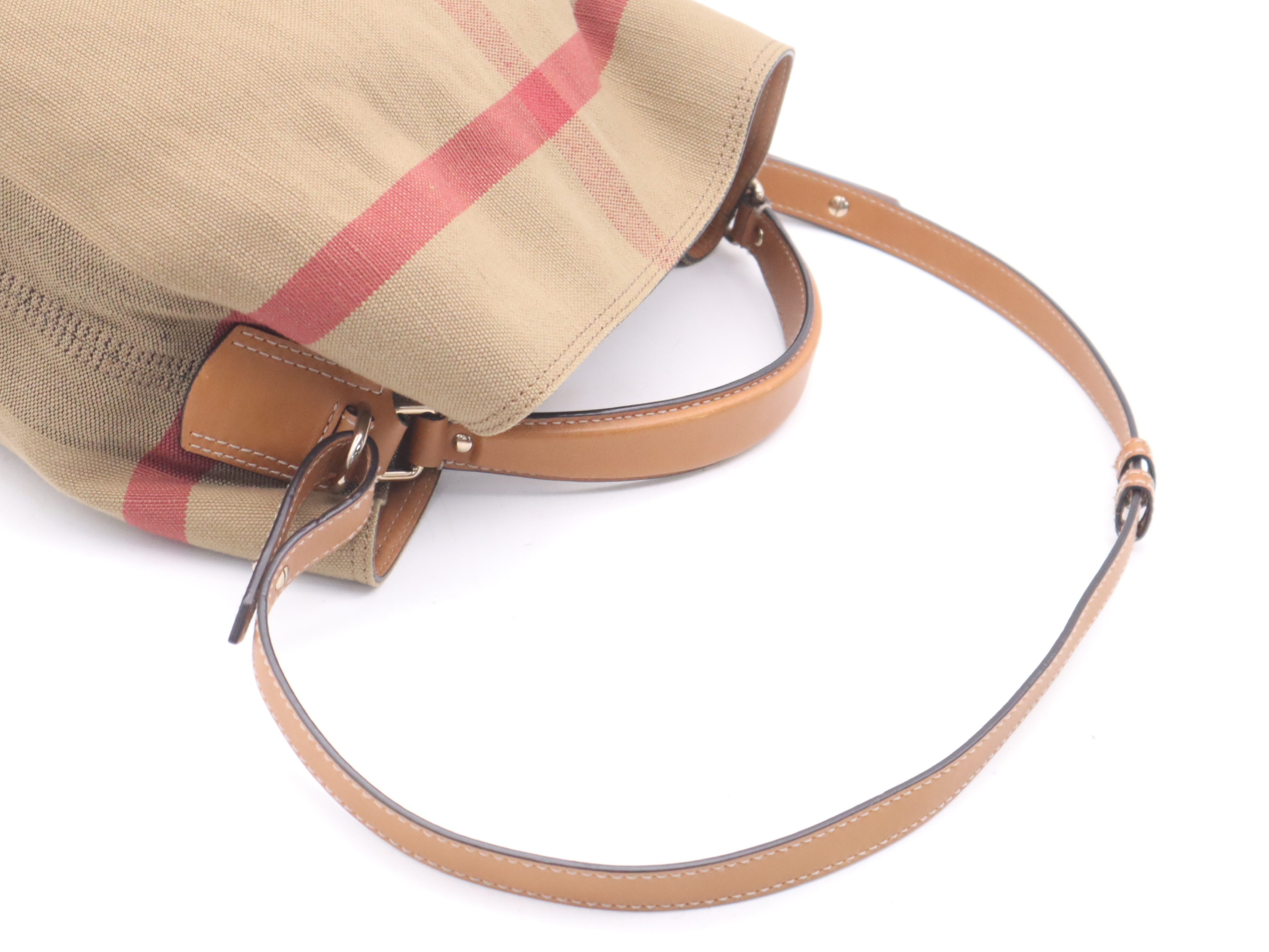Checkered Bucket Bag 2-Way Brown with Gold Hardware Shoulder Bag — view 6