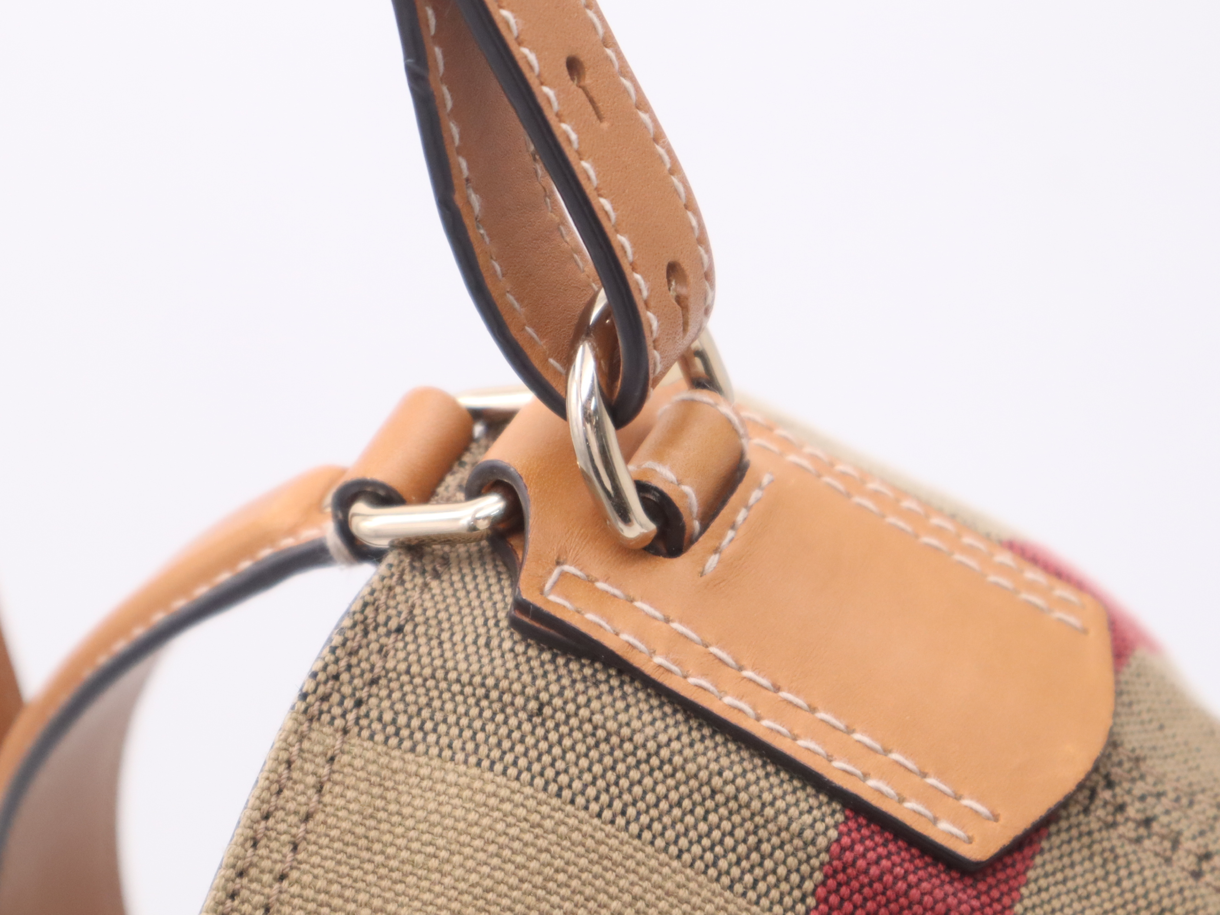 Checkered Bucket Bag 2-Way Brown with Gold Hardware Shoulder Bag — view 7
